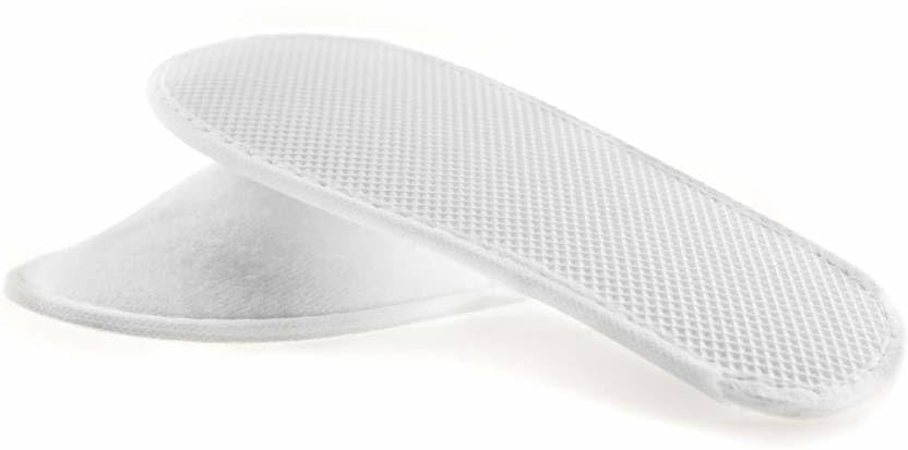 Diktmark Women's White Disposable Slippers - UK Size 11, Medium Width, Closed Toe Flat Heel Casual House Shoes for Spa, Hotel, Travel & Home Use