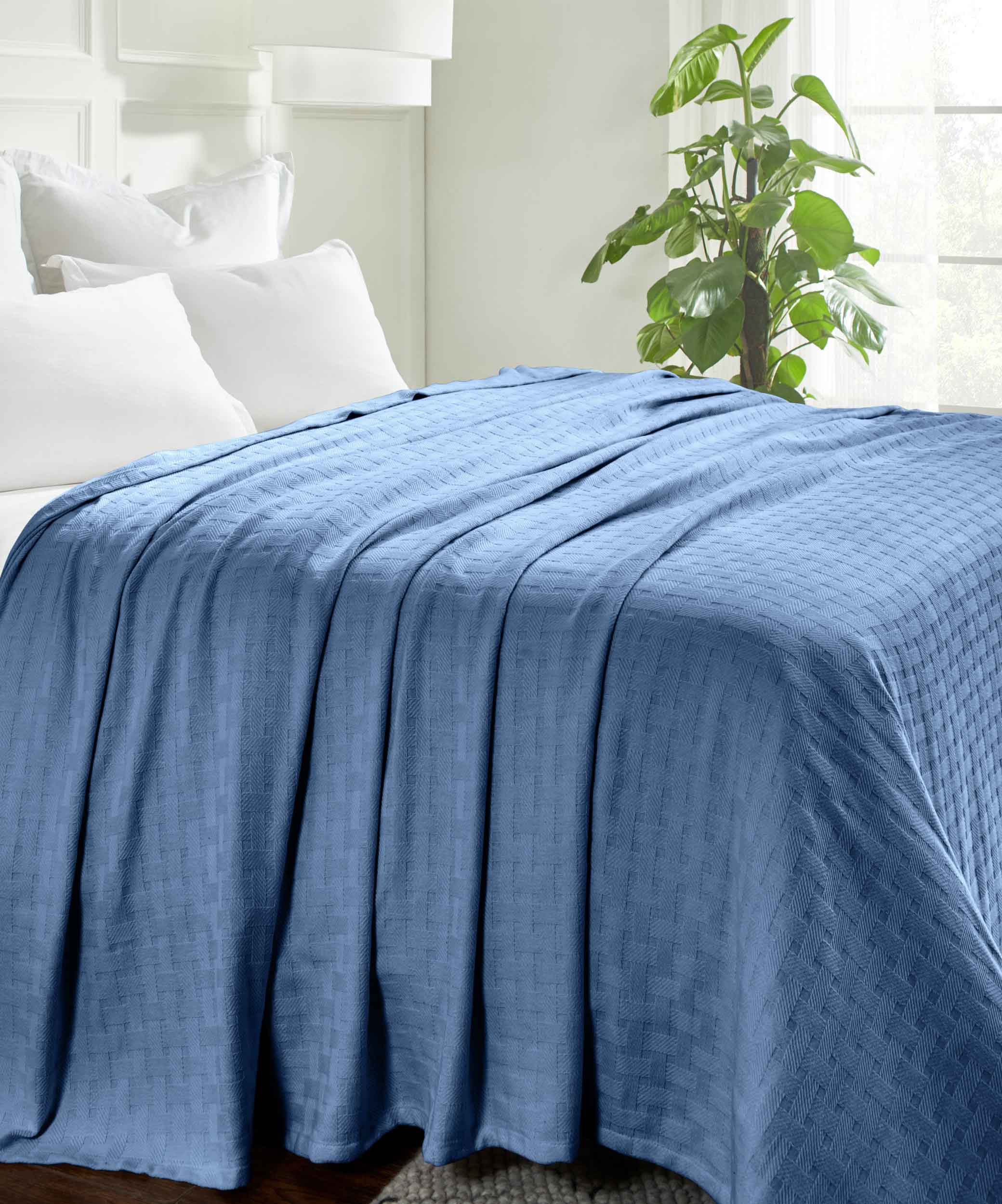 Soft Basketweave Cotton Blanket - All Season Bed & Sofa Throw for Cozy Home Decor | Perfect for Living Room, Bedroom, and Travel