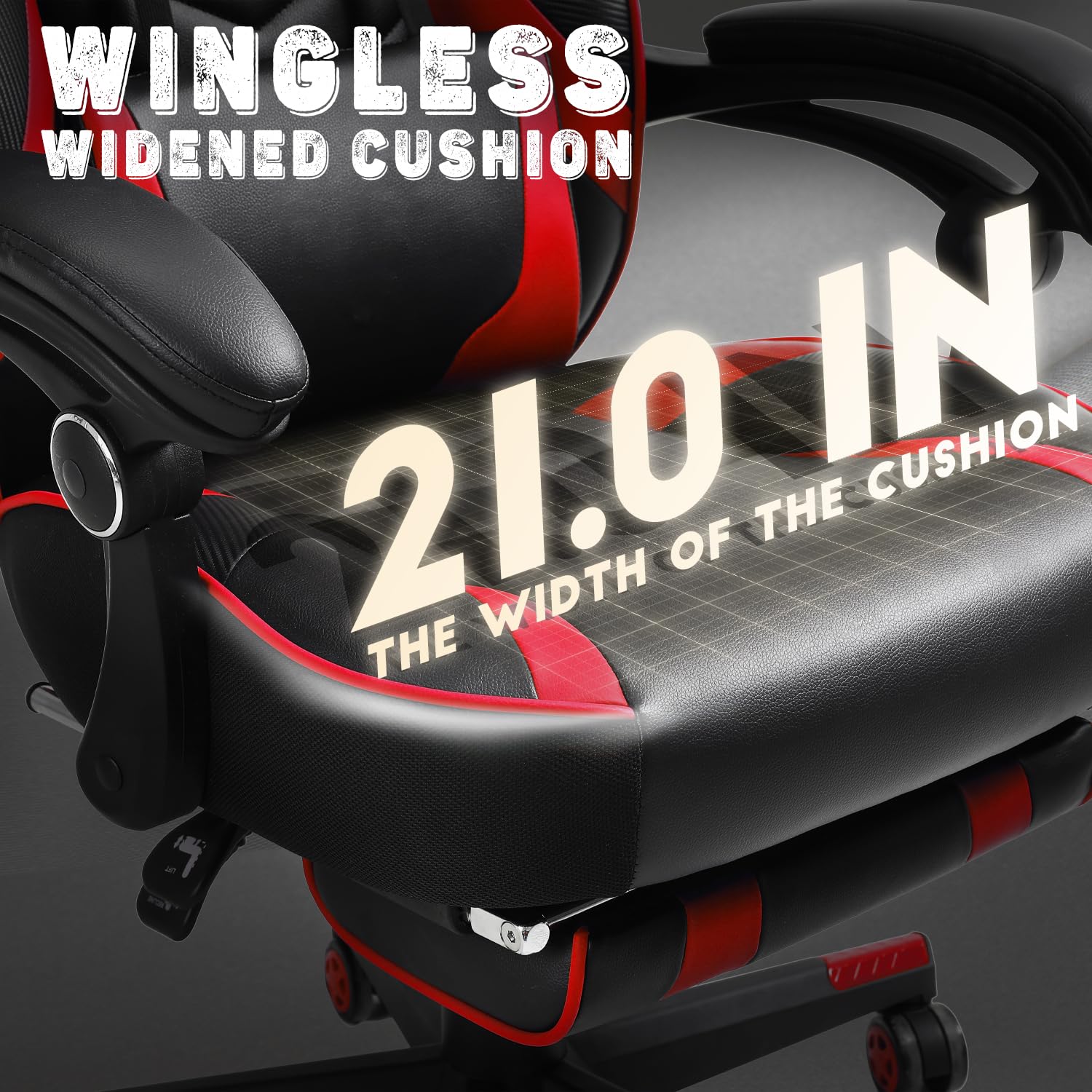 Vonesse Ergonomic Gaming Chair for Adults - High Back Computer Chair with Adjustable Lumbar Support, Footrest & Massage - Big and Tall Reclining Gamer Chair (Red/Black) - Perfect for PC Gaming, Office Work & Home Entertainment