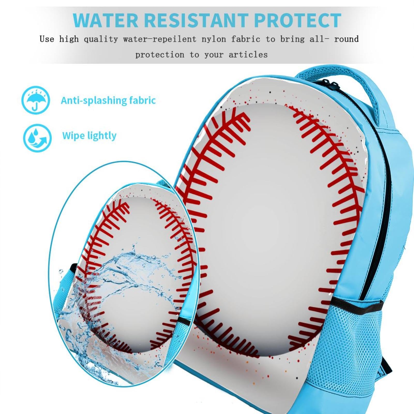 Stylish Travel & Work Backpack with Baseball Texture Print - Durable Laptop Backpack for Commuting, Business Trips & Outdoor Adventures