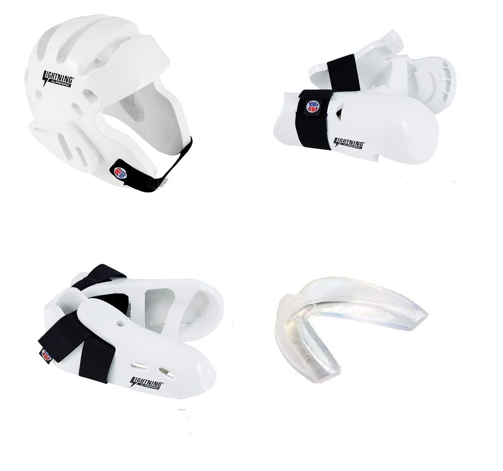 ProForce Lightning Karate Sparring Gear Set - 6-Piece Deluxe Package with Ultra Lightning Kicks & Free Mouth Guard | Perfect for Martial Arts Training, Competition & Self-Defense Practice