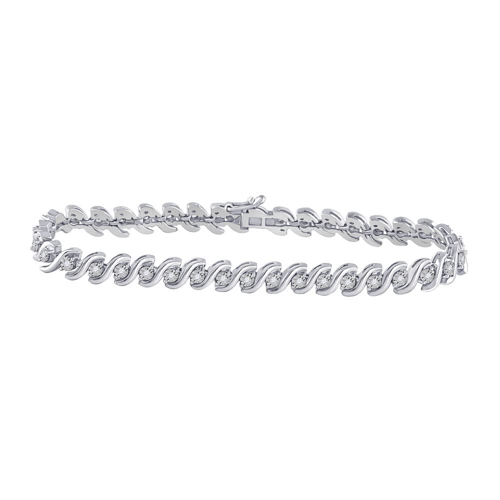 10K White Gold Round White Diamond Tennis Bracelet for Women - 1/2 Cttw | Dazzlingrock Collection | Perfect for Weddings, Anniversaries & Special Occasions