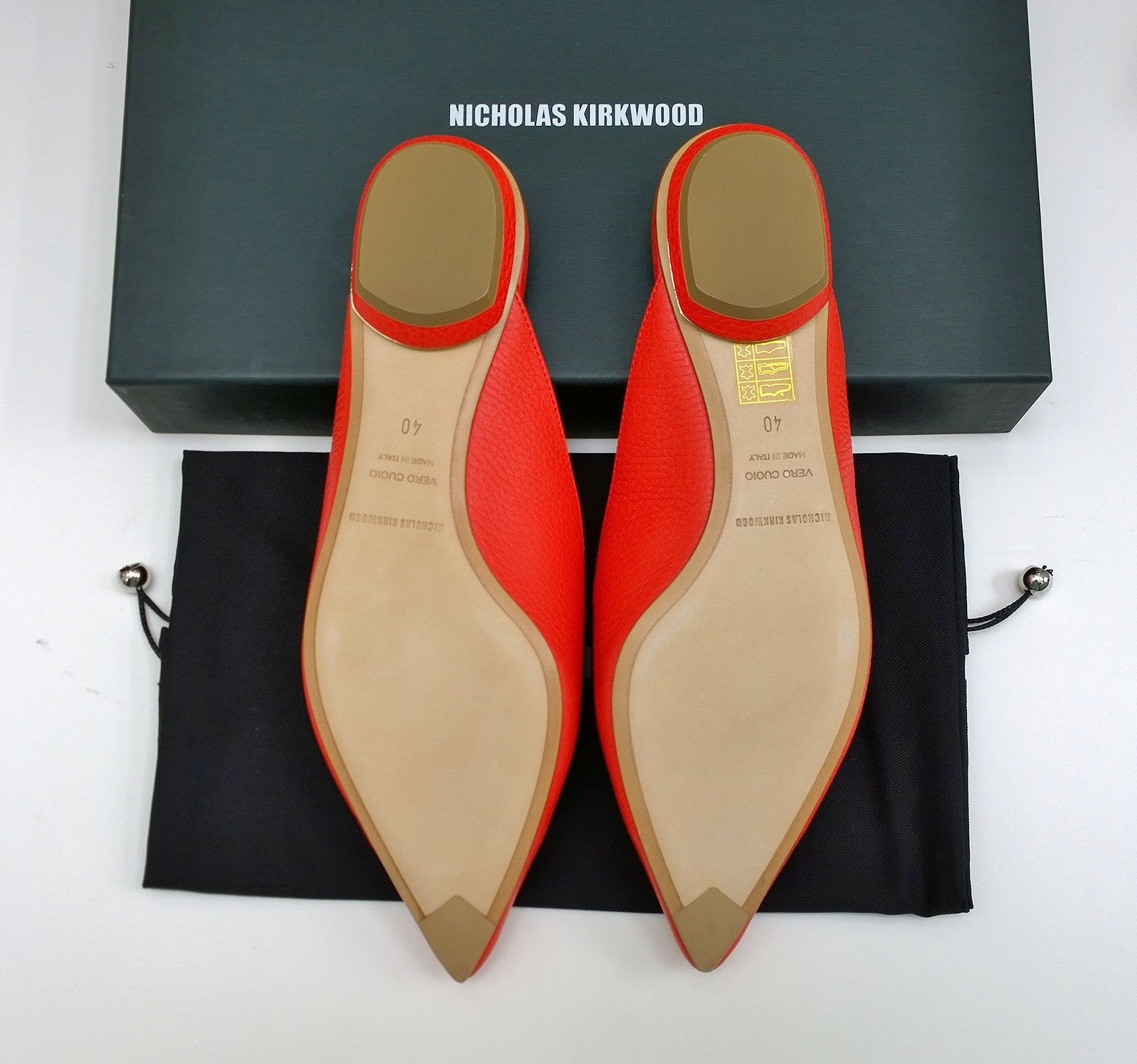 Nicholas Kirkwood Beya Slides - Poppy Red Leather Flats Slippers for Women | Comfortable Summer Sandals for Beach, Vacation & Casual Wear