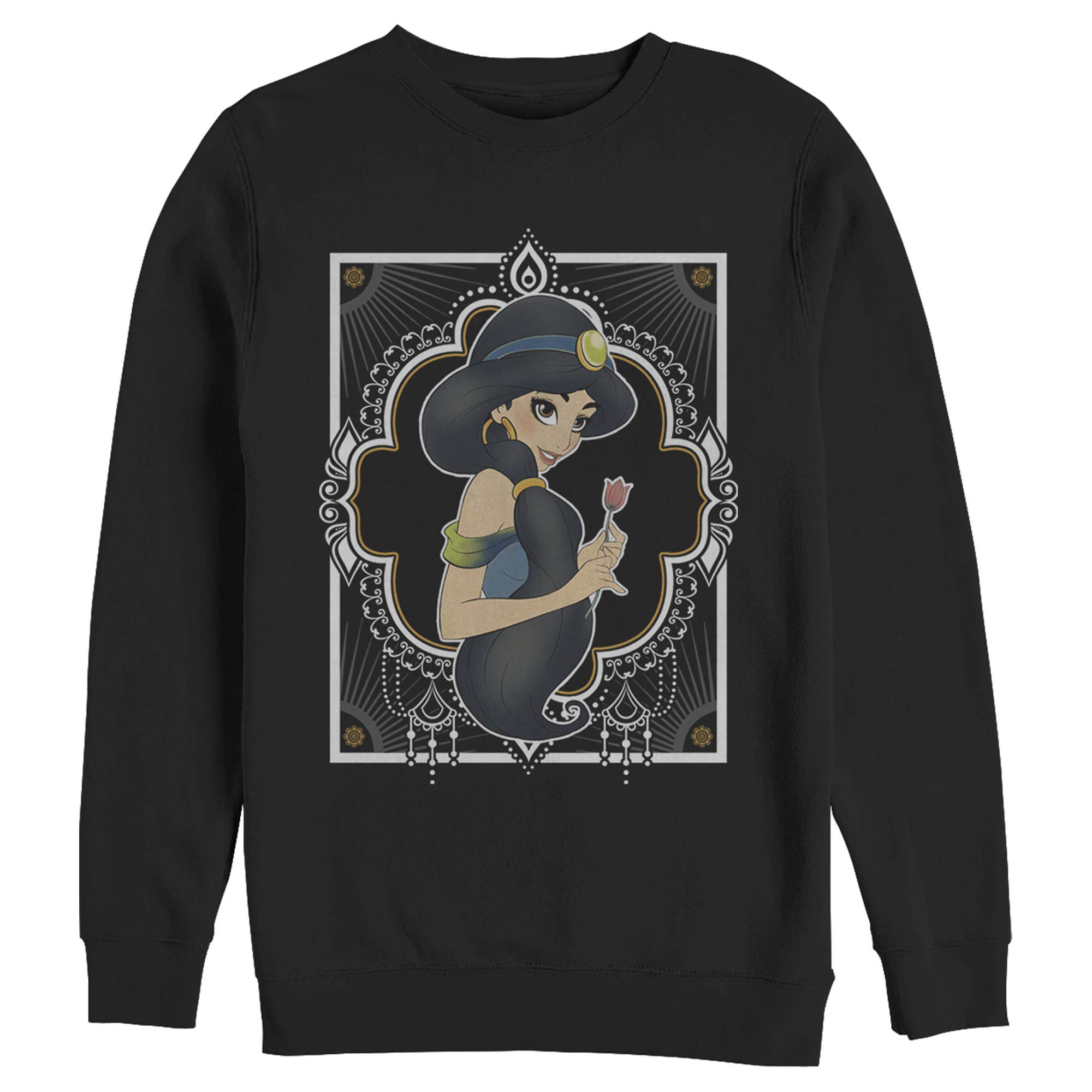 Men's Aladdin Jasmine Ornate Rose Sweatshirt - Disney Inspired Vintage Graphic Hoodie for Cosplay, Halloween & Casual Wear