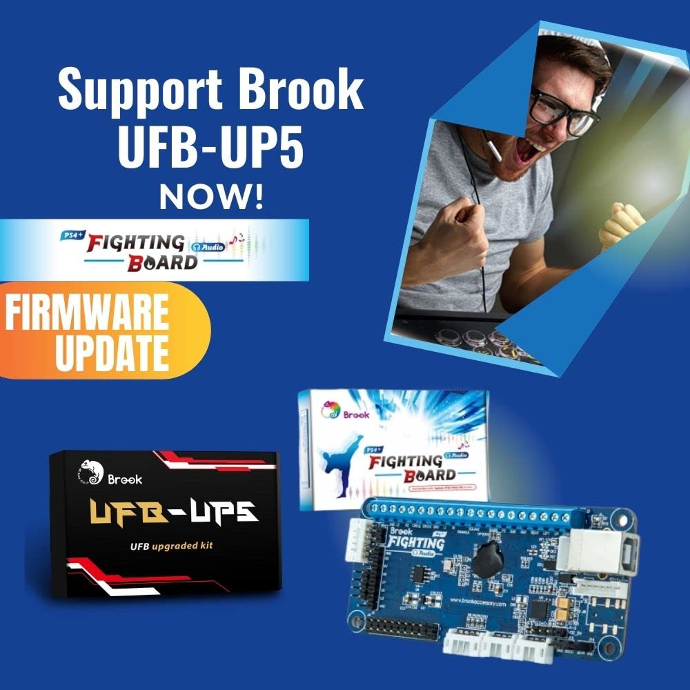 Brook PS4+ Audio Fighting Board - Pre-Installed Header Version for PS4/PS5 Arcade Sticks - Perfect for Fighting Games & Esports Tournaments