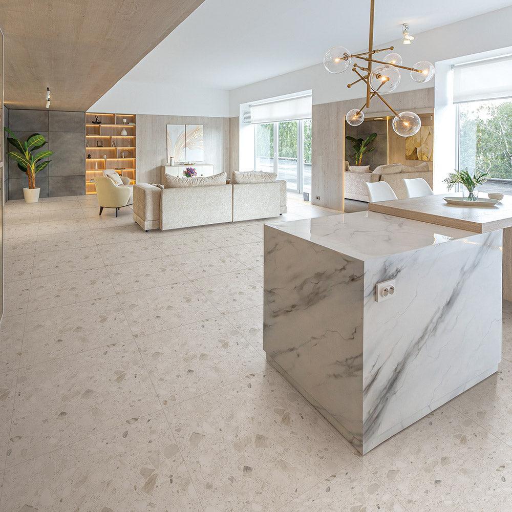 Premium 300x300mm Roma Esplanade Matt Terrazzo Porcelain Tile - Durable Flooring for Kitchen, Bathroom & Commercial Spaces