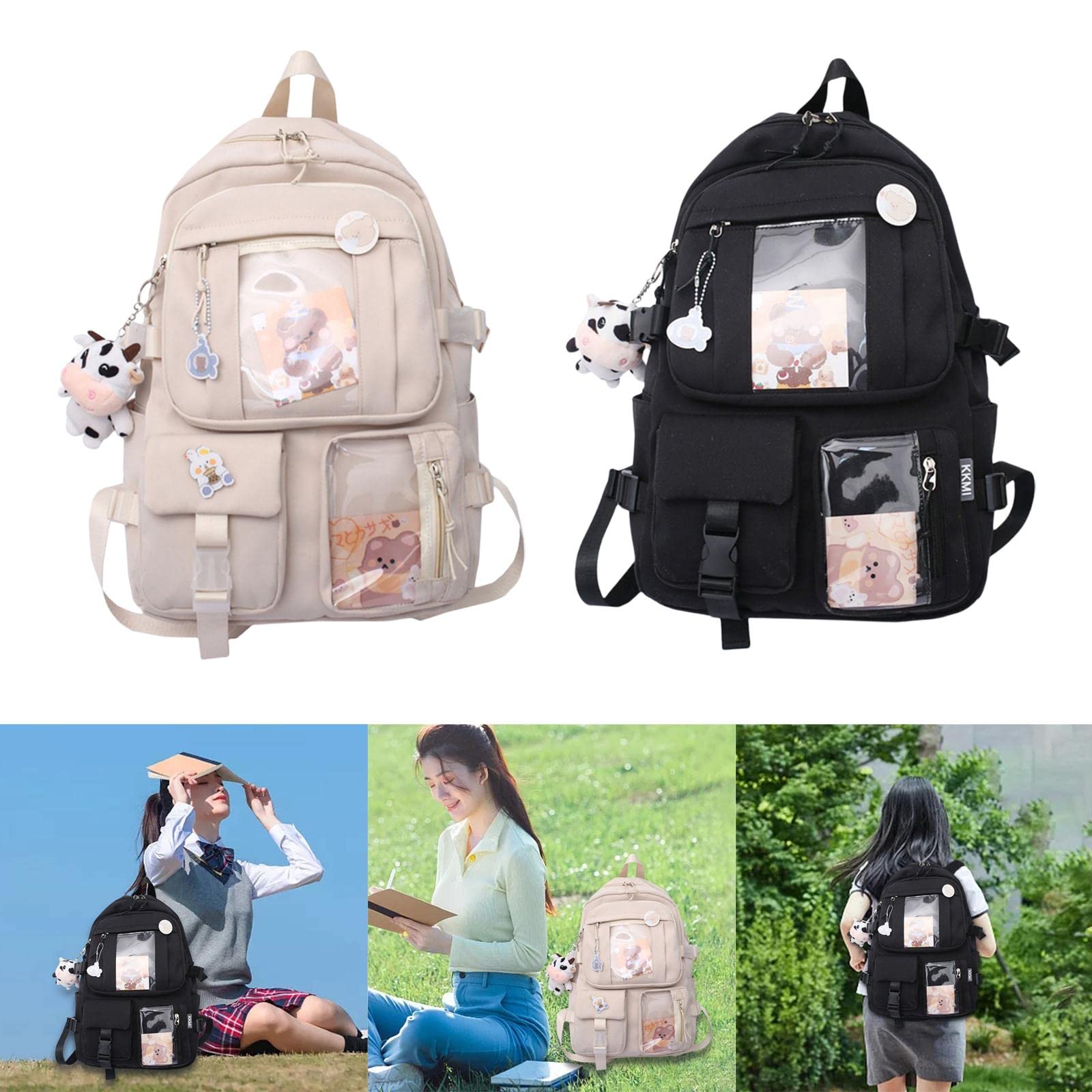 ATORSE® Kawaii Anime Backpack for Women & Girls - Cute Anti-Theft School Bag, Travel Backpack in White | Perfect for School, College, Travel & Cosplay