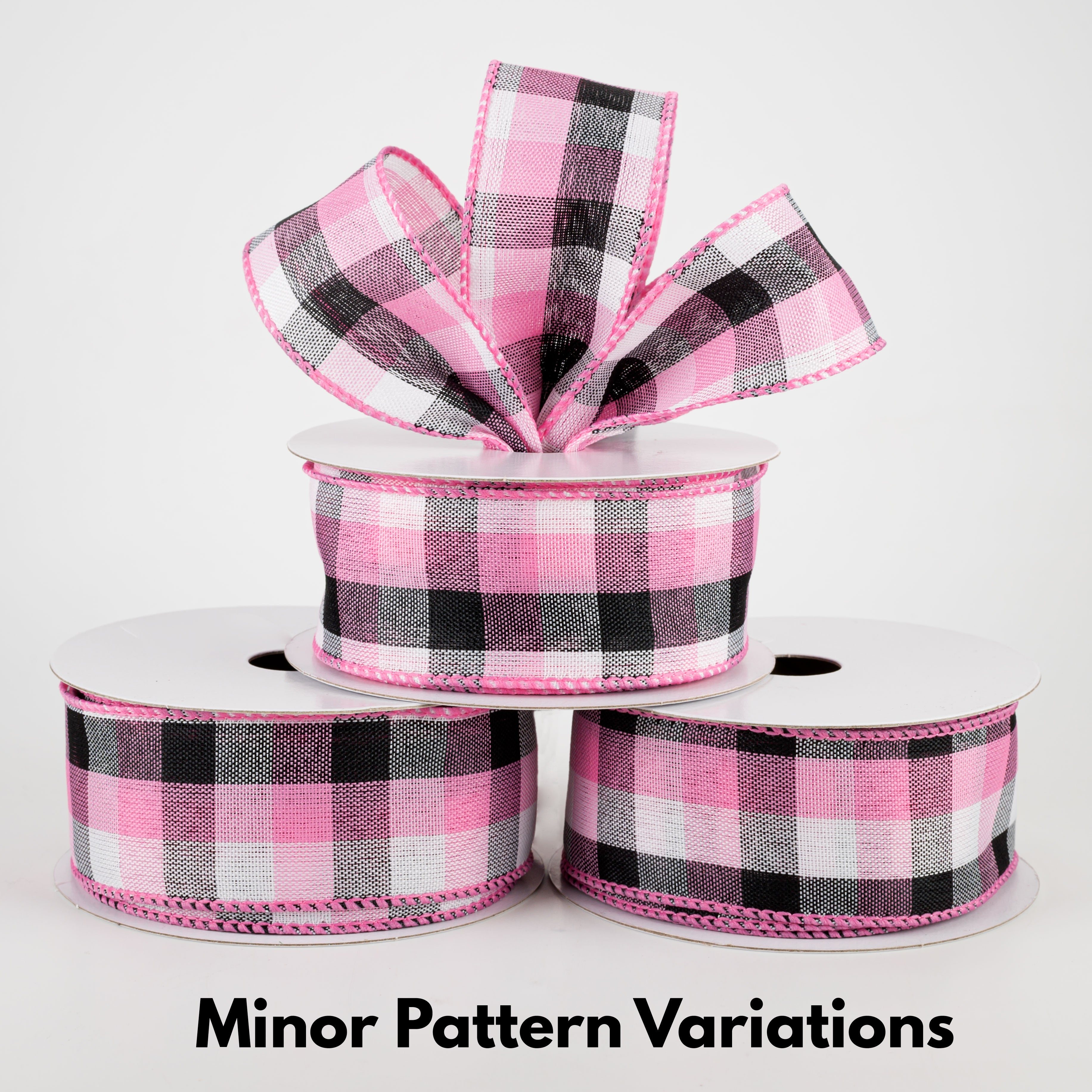 1.5 Inch Grosgrain Ribbon - Pink, Black, White (10 Yards) - Perfect for Gift Wrapping, DIY Crafts, Hair Bows & Party Decorations