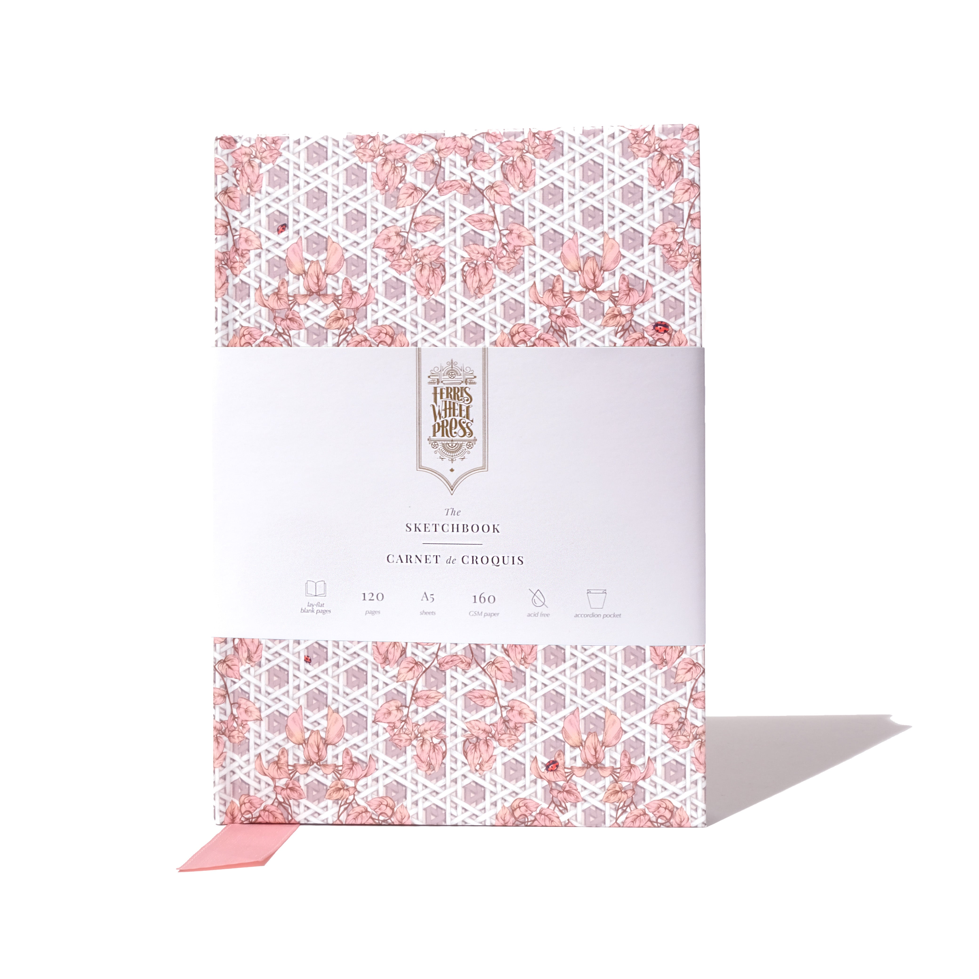 Ferris Wheel Press A5 Sketchbook with Envelope - Premium Rattan Design for Artists & Writers - Perfect for Travel, Journaling & Creative Projects