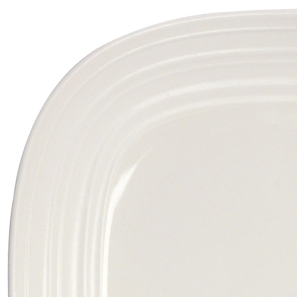 Swirl White Square 4-Piece Dinner Plate Set - Elegant Square Plates for Modern Dining, Wedding Registry & Home Decor