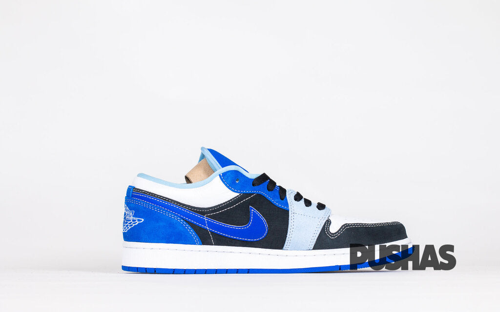 Air Jordan 1 Low Sneakers - Black, Blue & White Colorway | Men's Basketball Shoes for Casual Wear & Street Style