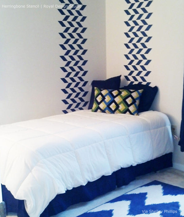 Herringbone Pattern Wall Stencils - Reusable DIY Painting Template for Home Decor, Geometric Wall Art, Accent Walls | Perfect for Living Room, Bedroom, Nursery & Office Design
