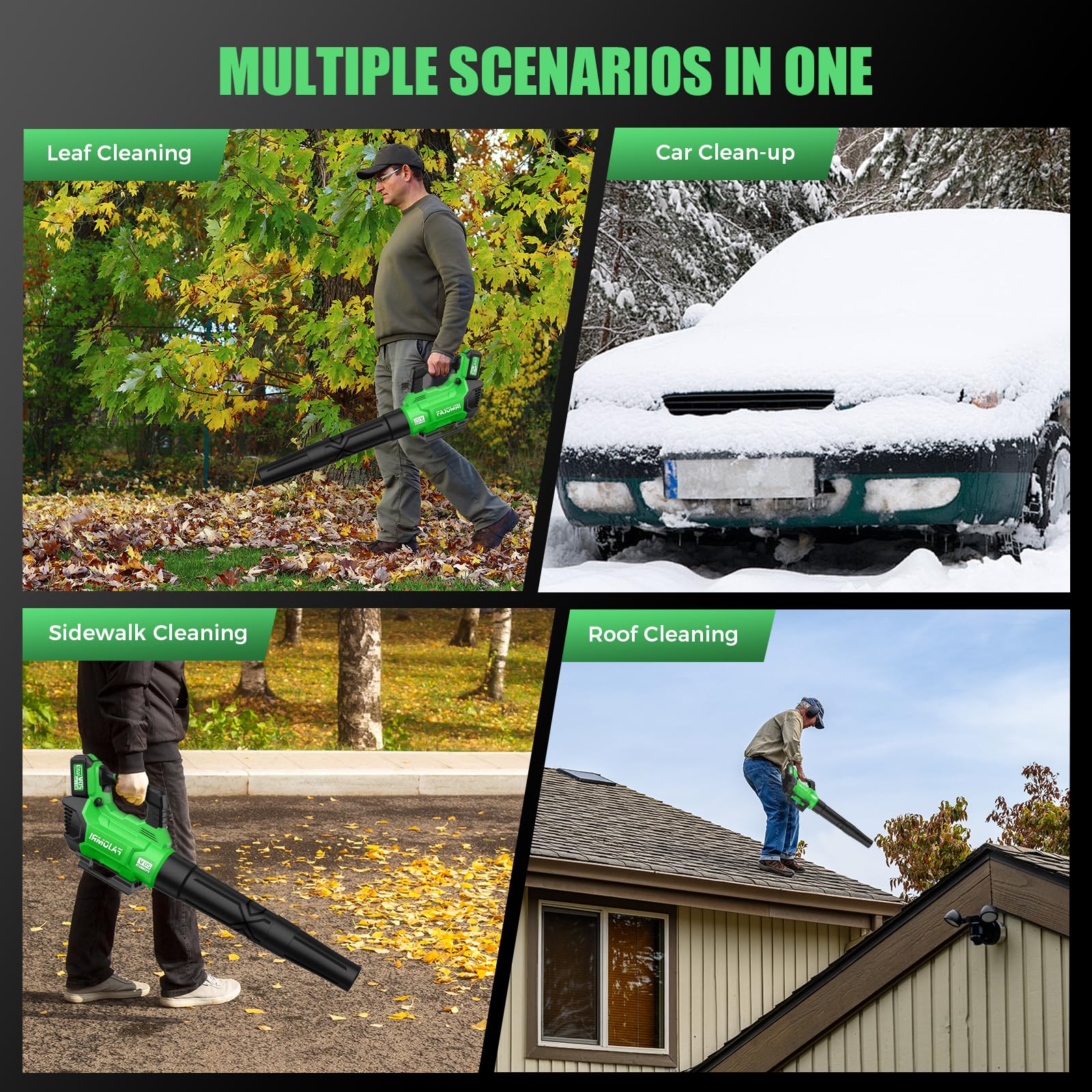 **Powerful 580CFM/160MPH Cordless Leaf Blower with 2 x 4.0Ah Batteries & Charger - 3 Speed Modes for Lawn Care, Yard, Garage, and Driveway Cleaning - Lightweight & Efficient for Home and Garden Maintenance**
