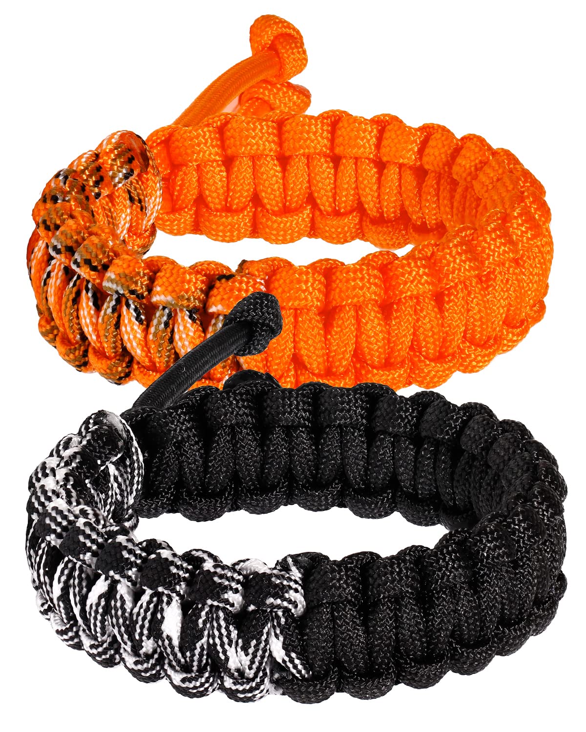 2 Pack Handmade Paracord Survival Bracelets - Adjustable Braided Rope Bracelet for Men & Women - Perfect for Camping, Hiking, Outdoor Adventures & Gifts