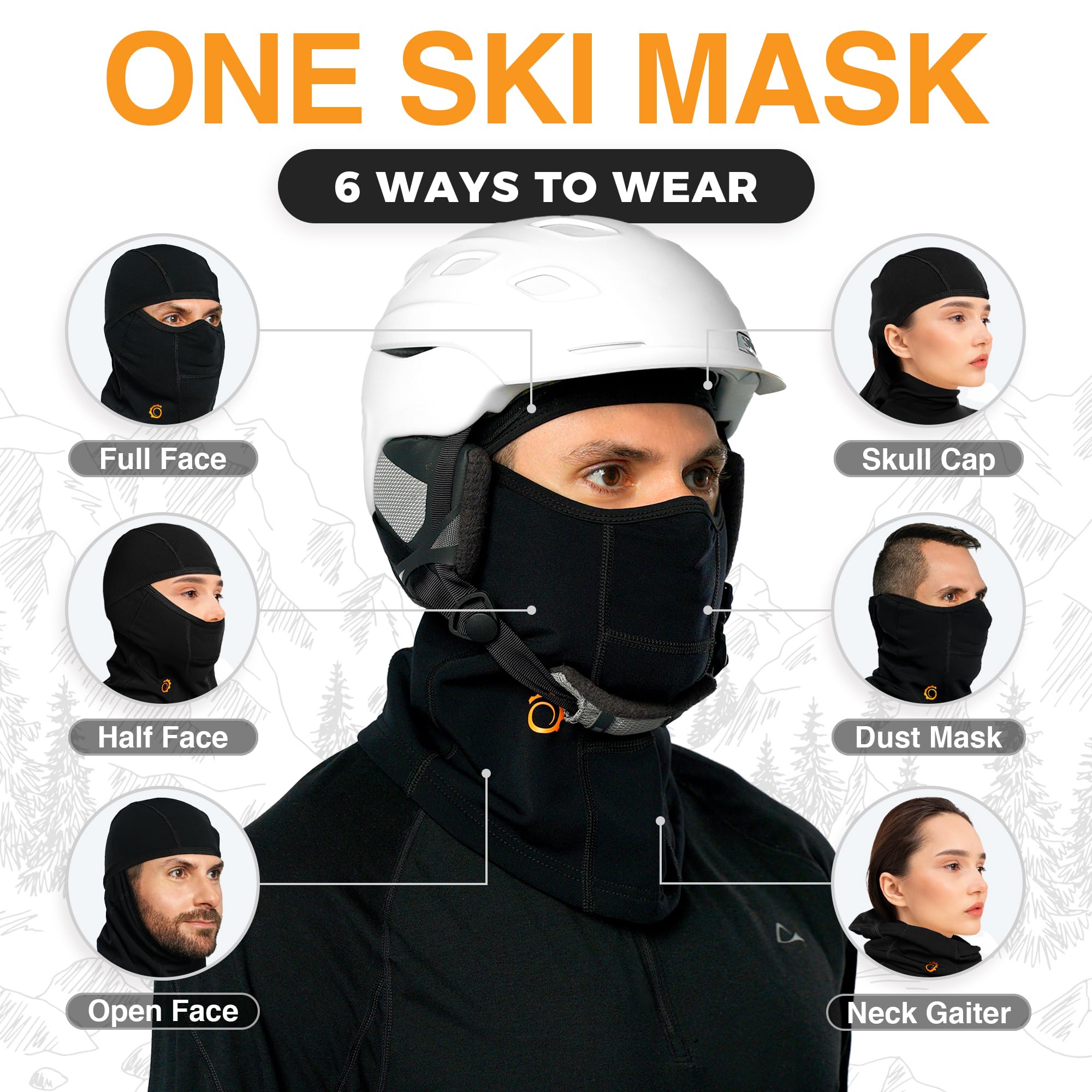 GearTOP Balaclava Ski Mask for Men & Women - Warm Winter Face Mask for Snowboarding, Motorcycle, Snowmobiling - Windproof Neck Gaiter for Outdoor Sports & Cold Weather Activities