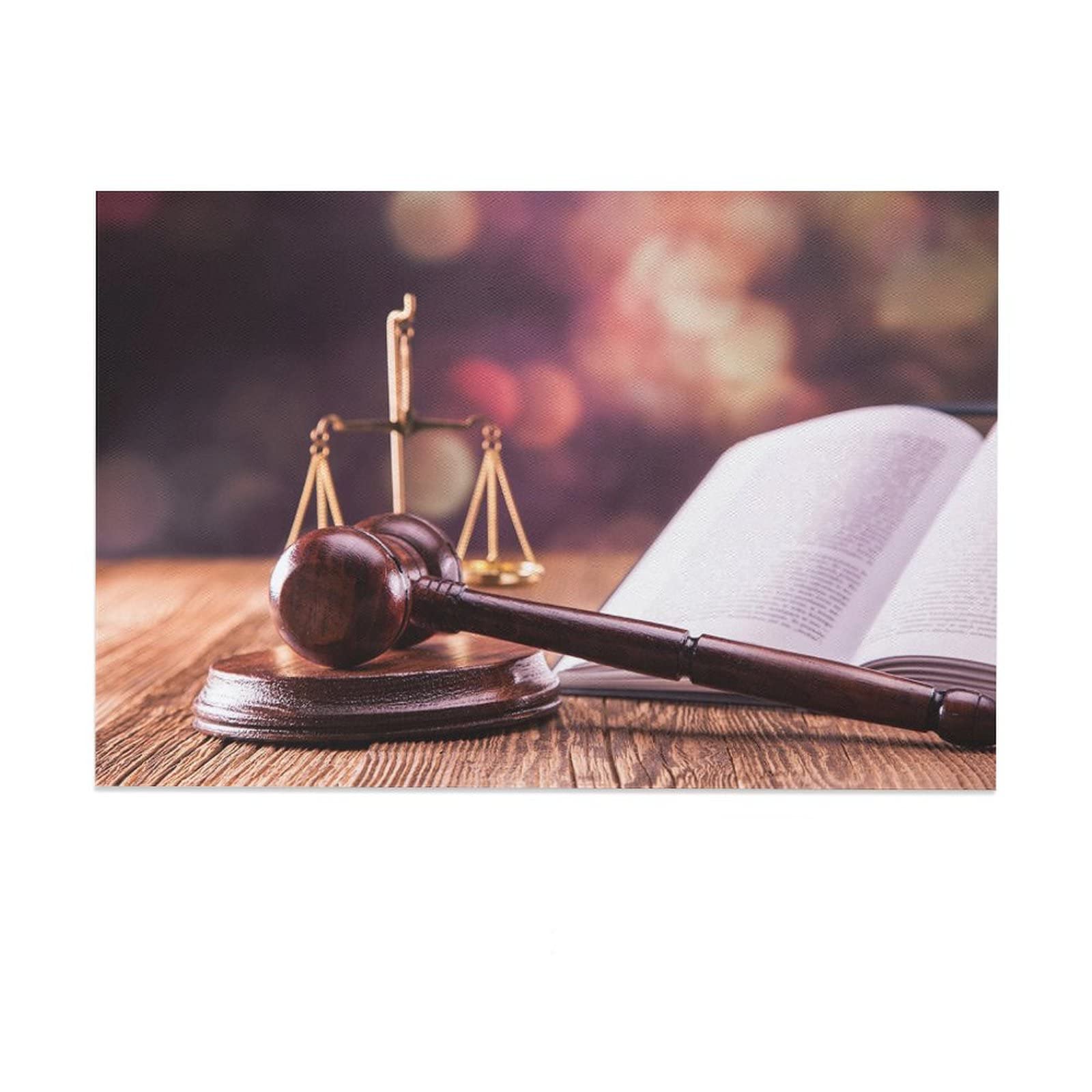Justice Scales Hammer Lawyer Canvas Wall Art Print - 16x24 Inches (40x60cm) - Office Decor, Law Firm Gift, Living Room & Bedroom Painting - Perfect for Attorneys, Courtroom Inspiration & Legal Professional Decorations