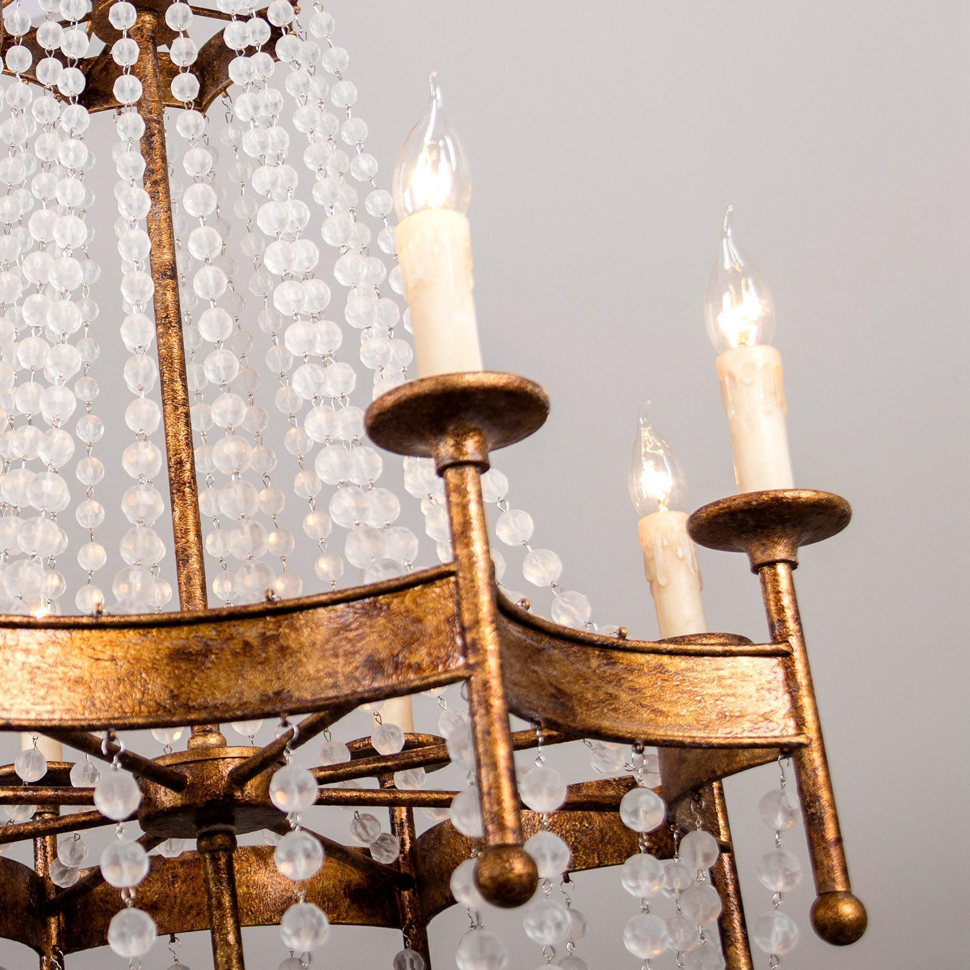 Chappell 8-Light Rustic Gold Candle Style Empire Chandelier - Elegant Farmhouse Lighting for Dining Room, Living Room & Bedroom