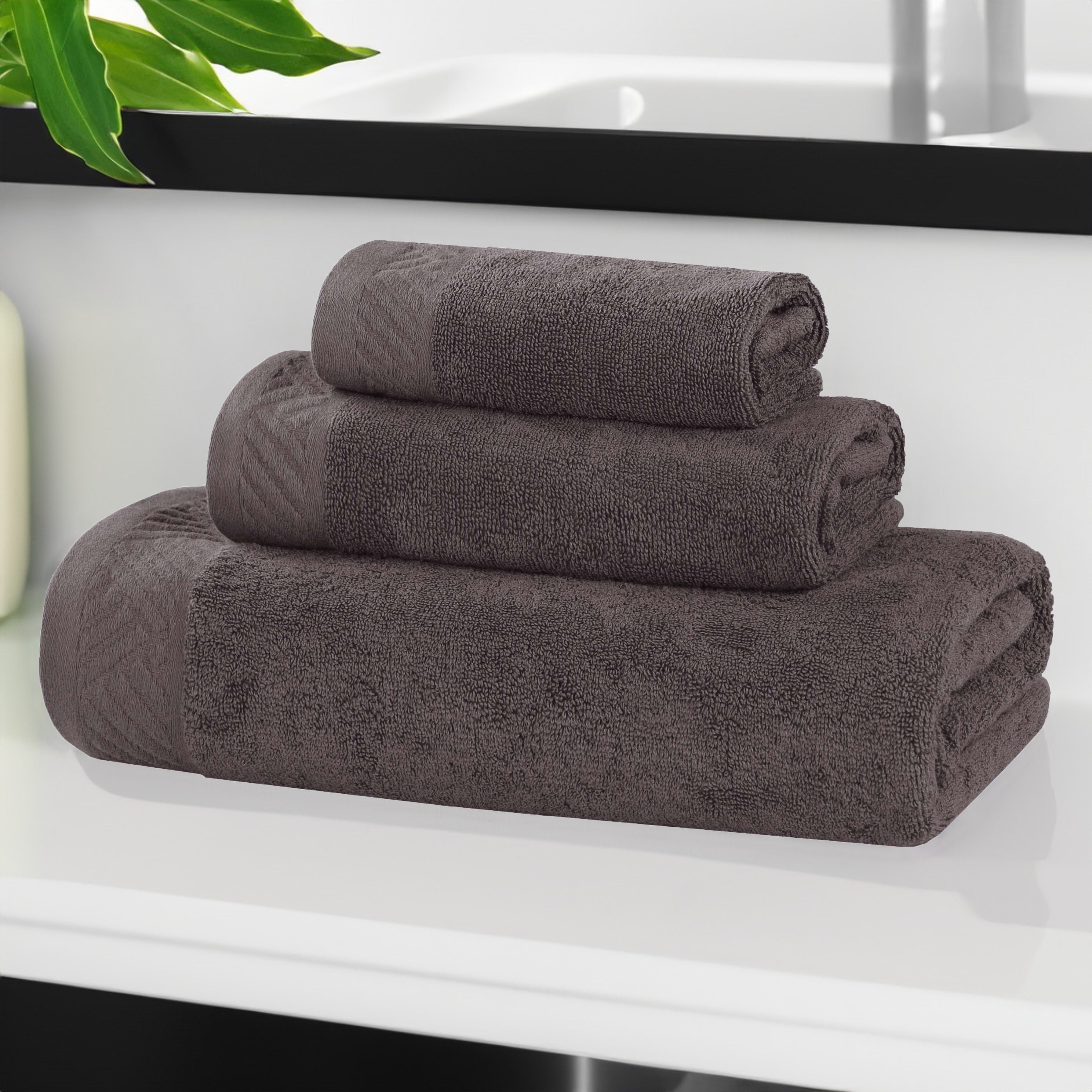 Premium Basketweave Egyptian Cotton 3-Piece Towel Set - Ultra Soft & Absorbent Bath, Beach & Gym Towels for Luxury Spa, Pool & Travel Use