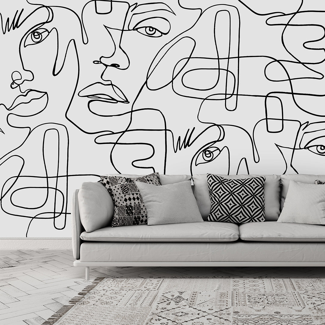 Abstract Female Faces Wall Mural CCM036 - Modern Art Home Decor for Living Room, Bedroom & Office