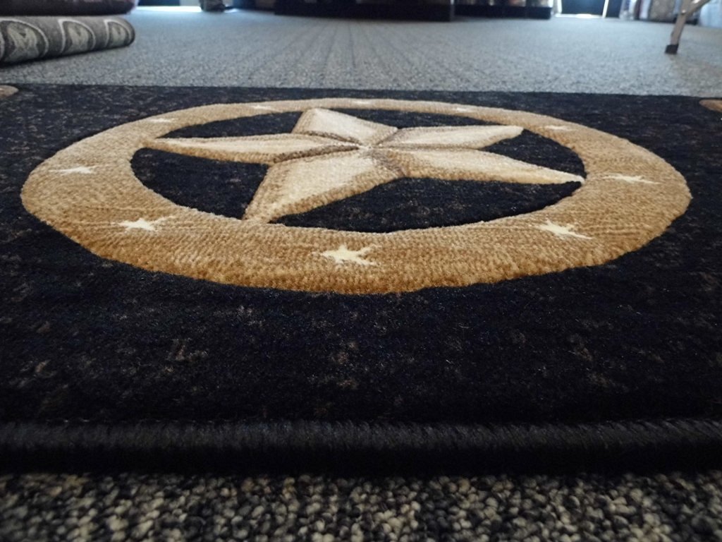 Texas Western Star Rustic Cowboy Decor Area Rug - Black 2x7 Feet Runner - Perfect for Ranch, Cabin & Southwestern Home Decor