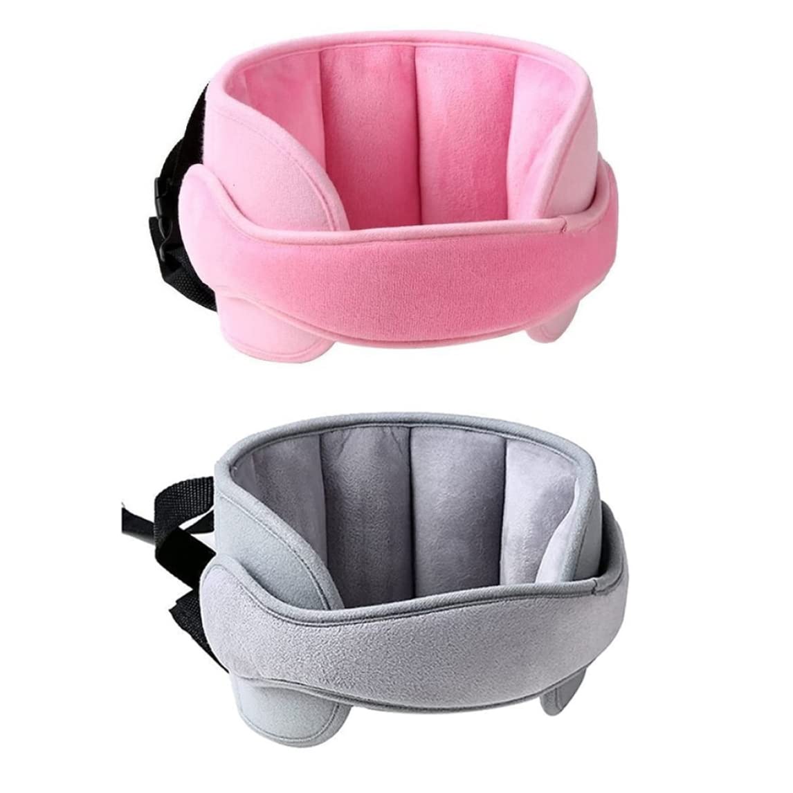 Adjustable Infant Car Seat Head Support Band - Soft Neck & Head Protector for Babies & Toddlers - Grey Safety Cushion for Car Seats & Booster Seats - Perfect for Road Trips & Long Drives