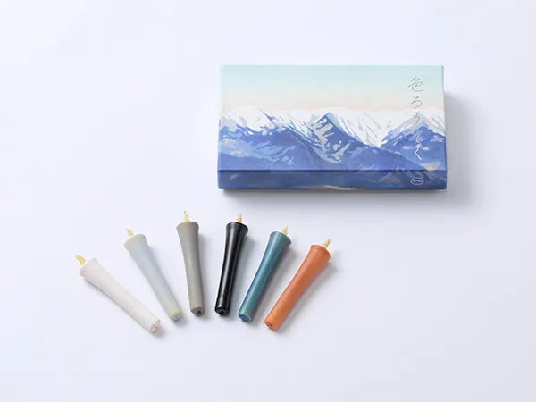 DAIYO Colorful Rice Wax Candles 6-Piece Set - Winter Collection, Traditional Japanese Wa Rousoku Candles for Home Decor, Meditation & Holiday Gifts