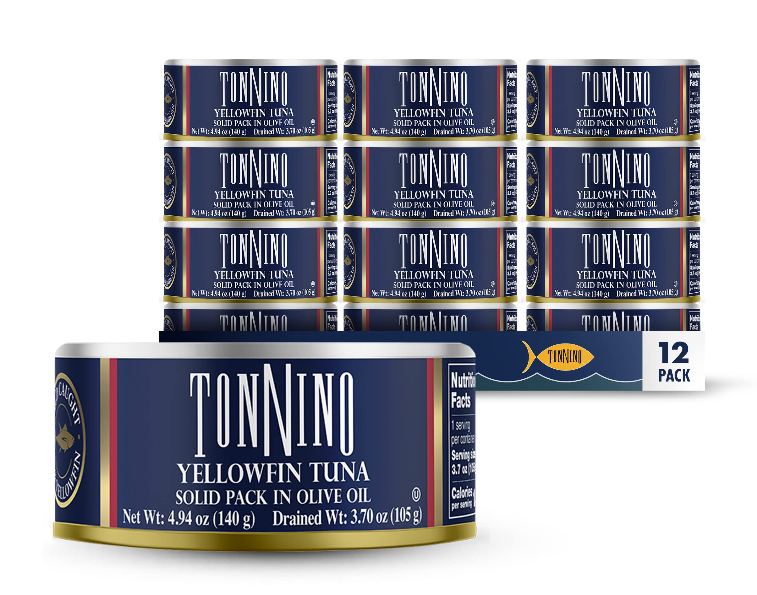 Premium Tonnino Yellowfin Tuna Fillets in Olive Oil - 4 oz Cans (Pack of 12) | Wild Caught, High Protein, Keto & Paleo Friendly | Perfect for Salads, Sandwiches & Healthy Meal Prep