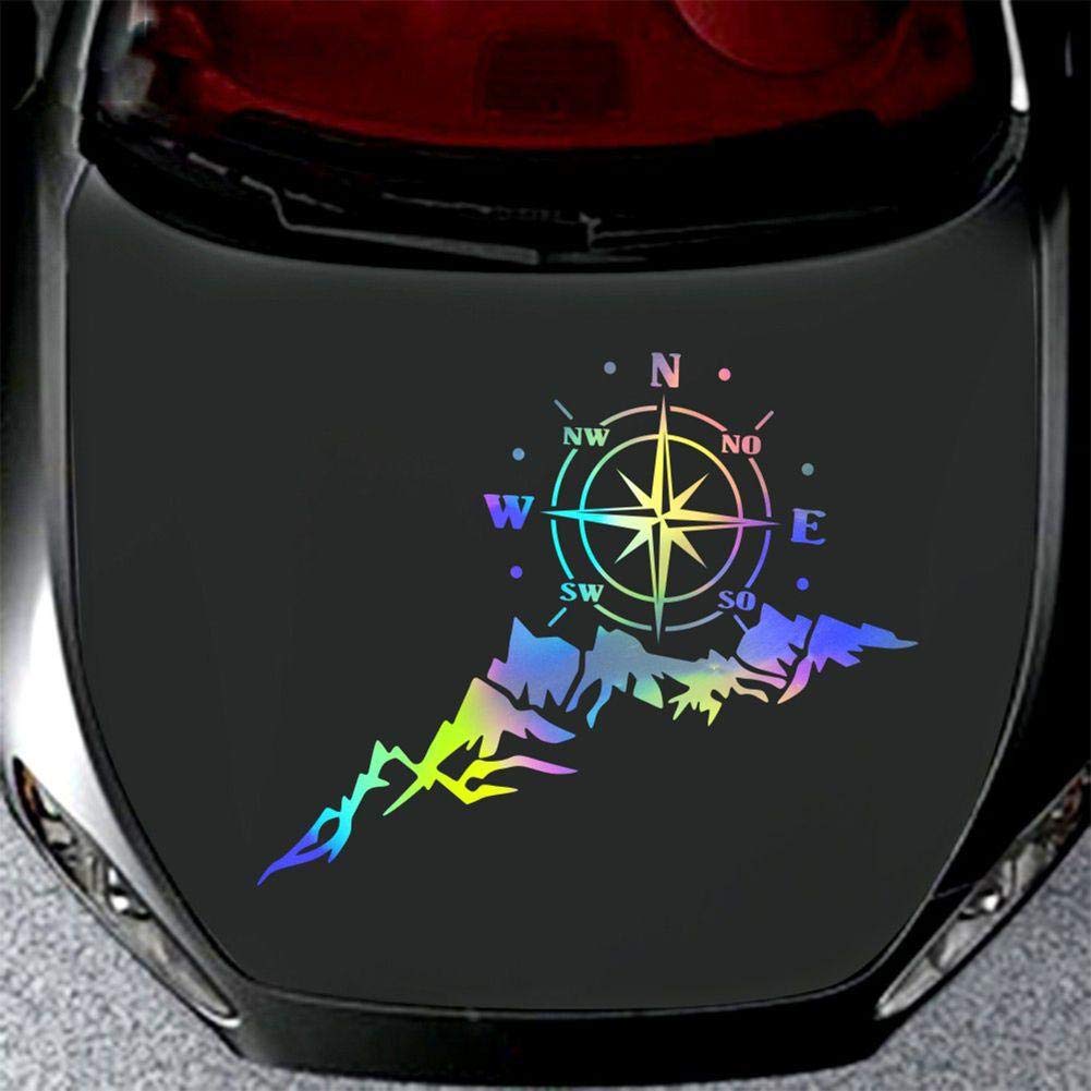 UV-Resistant Car Stickers - Reflective Auto Compass Decals for Off-Road, RV, Camper, Jeep & Mountain Vehicles | Waterproof Vinyl Decoration Accessories for Outdoor Adventures & Road Trips