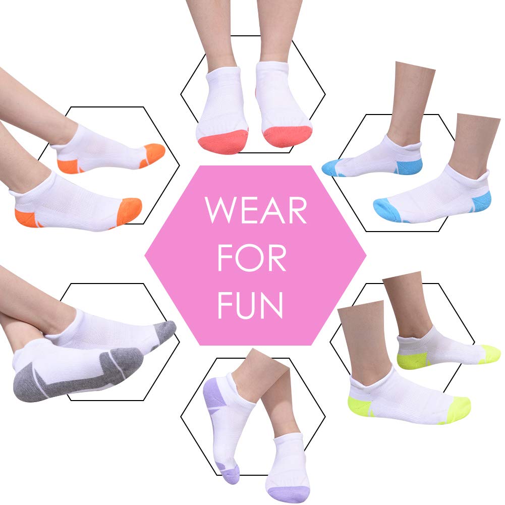 JOYNÉE Women's Athletic Running Socks - 6 Pack Low Cut Cushioned Sports Socks for Women, Breathable & Comfortable, Size 9-11 (White) - Perfect for Jogging, Gym Workouts & Everyday Wear