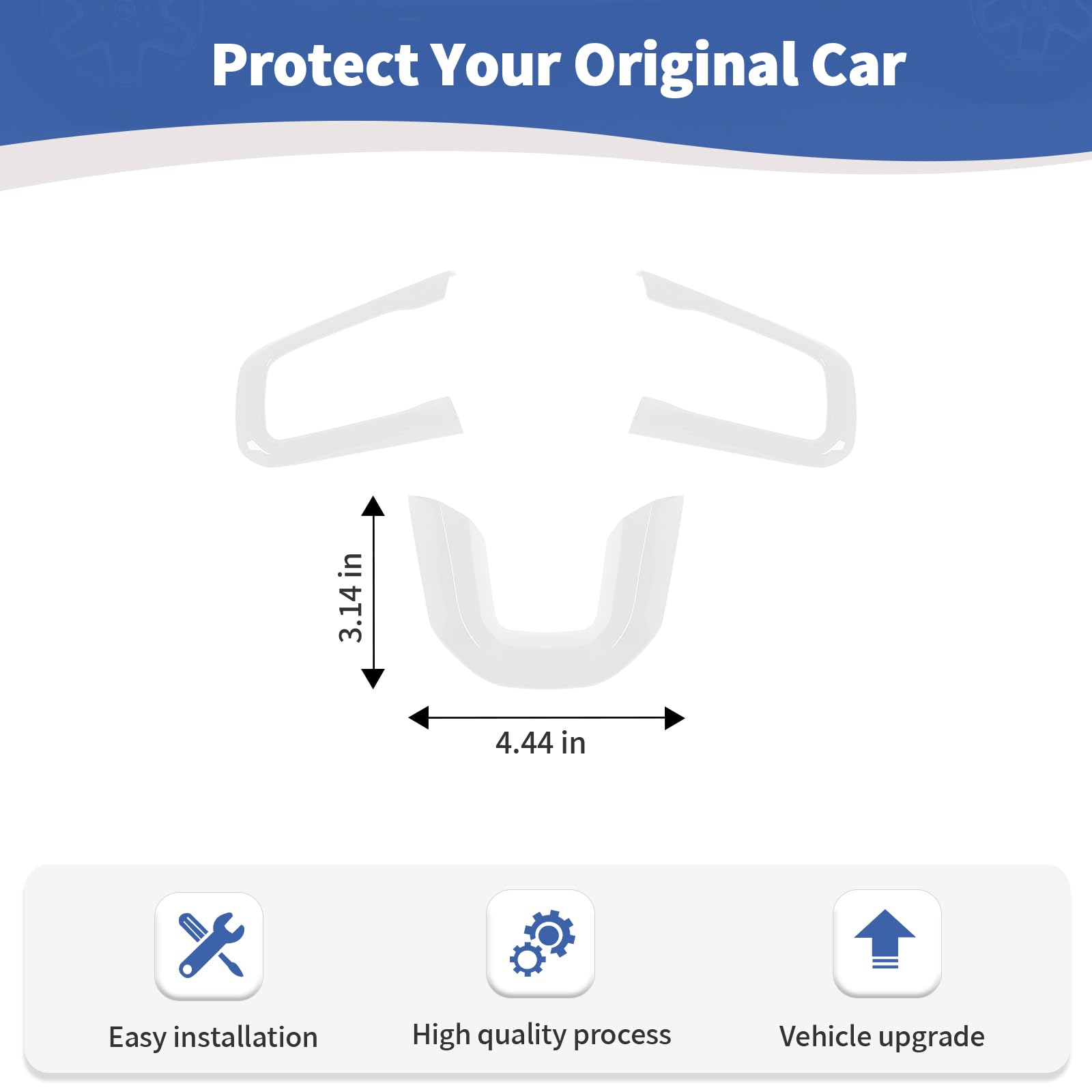 RT-TCZ White Steering Wheel Trim Decal Panel for Jeep Wrangler JL/JLU & Gladiator JT (2018-2024) - 3-Piece Interior Accessories Kit - Upgrade Your Ride's Style for Off-Road & Daily Driving