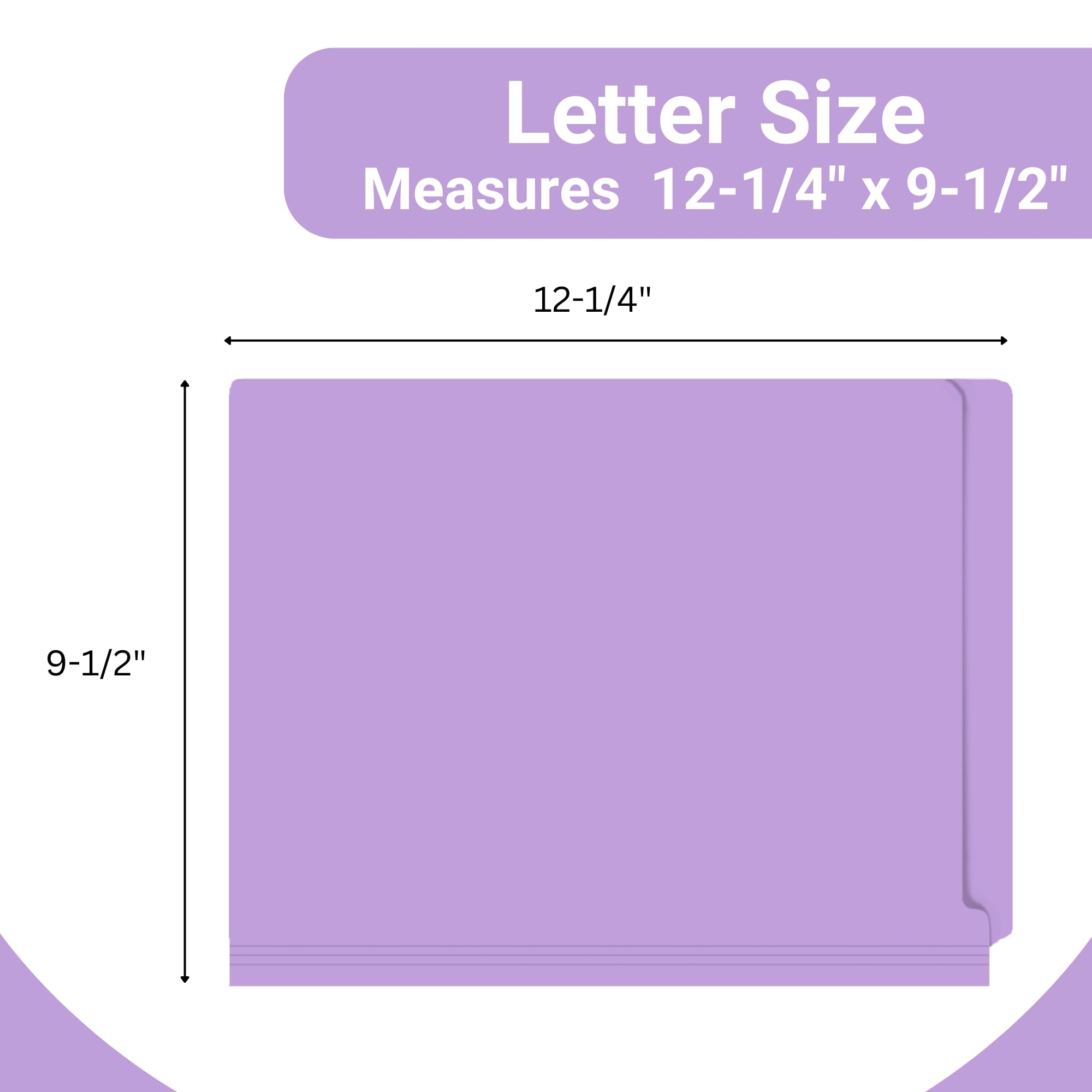 Premium Lavender File Folders - Letter Size, 14pt Stock, Reinforced End Tab with 2