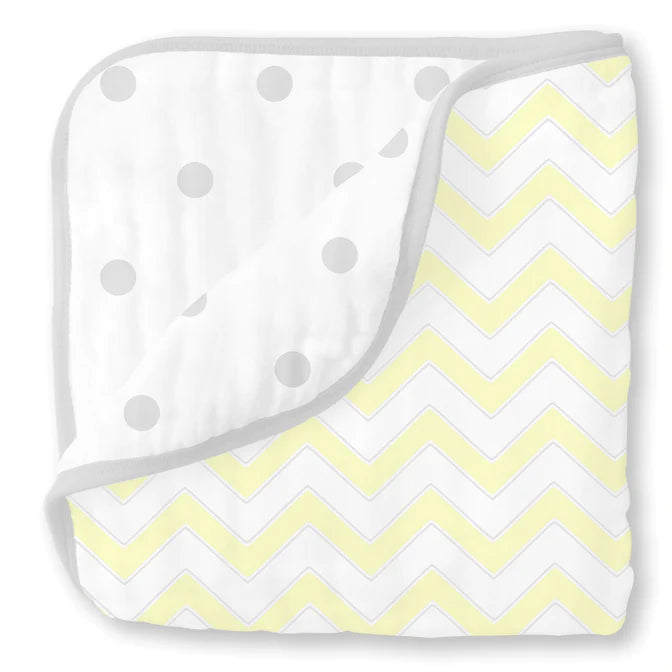 Luxury Muslin Baby Blanket - Soft Chevron Pastel Yellow Swaddle Blanket for Newborns | Perfect for Nursery, Swaddling, Stroller & Photo Shoots | SKU: BGB 0019