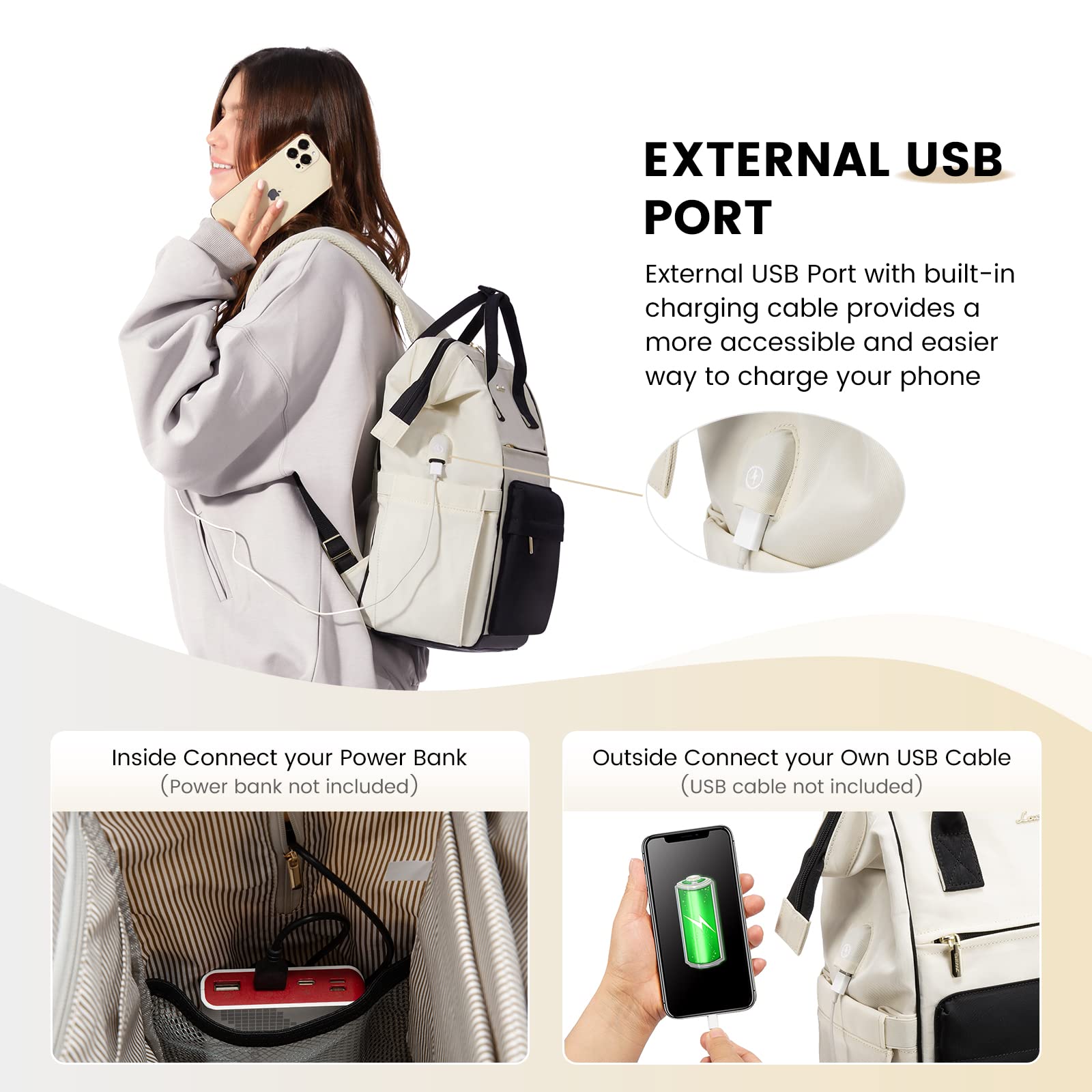 LOVEVOOK Waterproof Laptop Backpack for Women - 17.3 Inch Business Travel Computer Bag with USB Charging Port, Durable Teacher Nurse Work Backpack | Perfect for Office Commute, College Campus & Daily Use