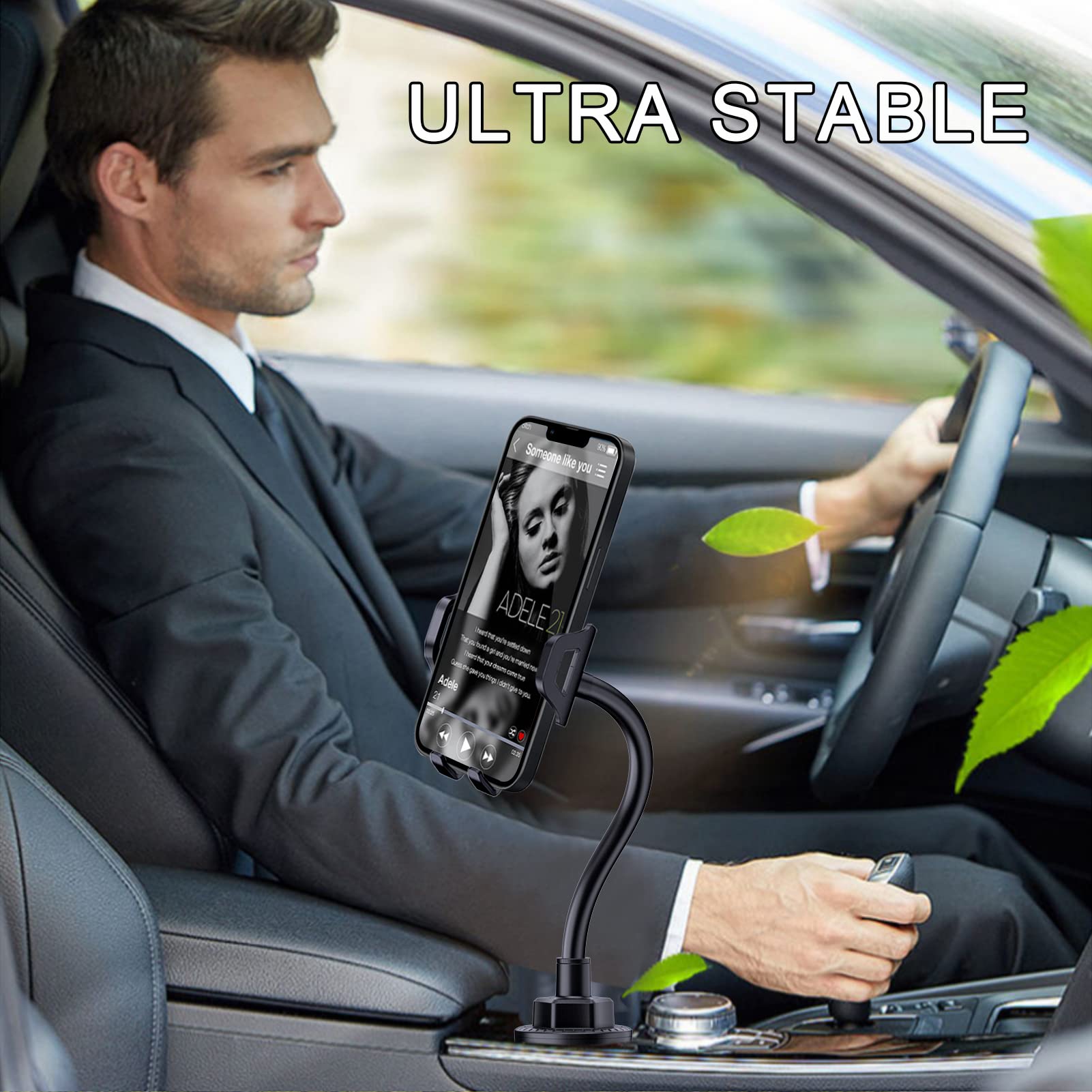 Lopnord Universal Car Phone Holder Mount - Adjustable Gooseneck Cup Holder Compatible with iPhone 15/14 Pro Max, Samsung Galaxy S24/S23/S22 Ultra - Perfect for Road Trips, GPS Navigation & Hands-Free Driving