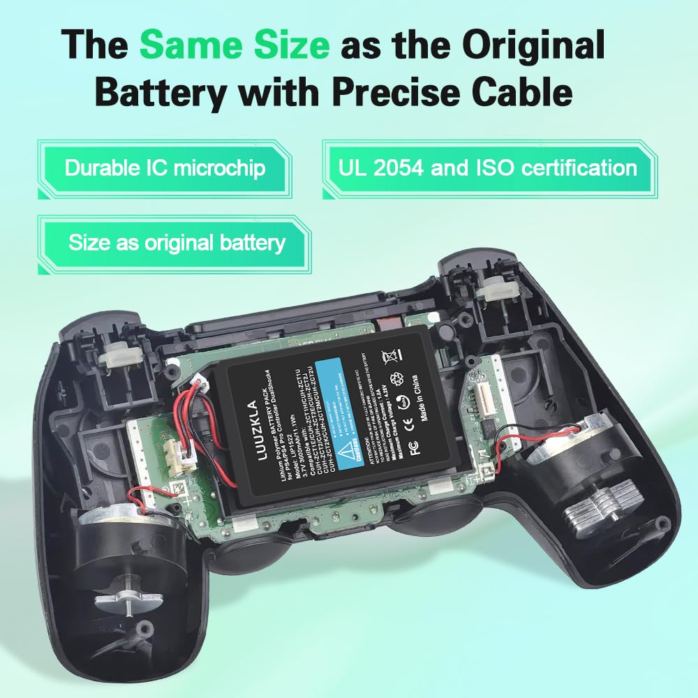 2024 Upgraded 3000mAh 2-Pack LIP1522 PS4 Battery Replacement for PlayStation 4 & PS4 Pro DualShock 4 Controllers (CUH-ZCT1E/CUH-ZCT1H/CUH-ZCT1U) - 0 Cycle, 24-Month Warranty - Perfect for Extended Gaming Sessions & Wireless Play