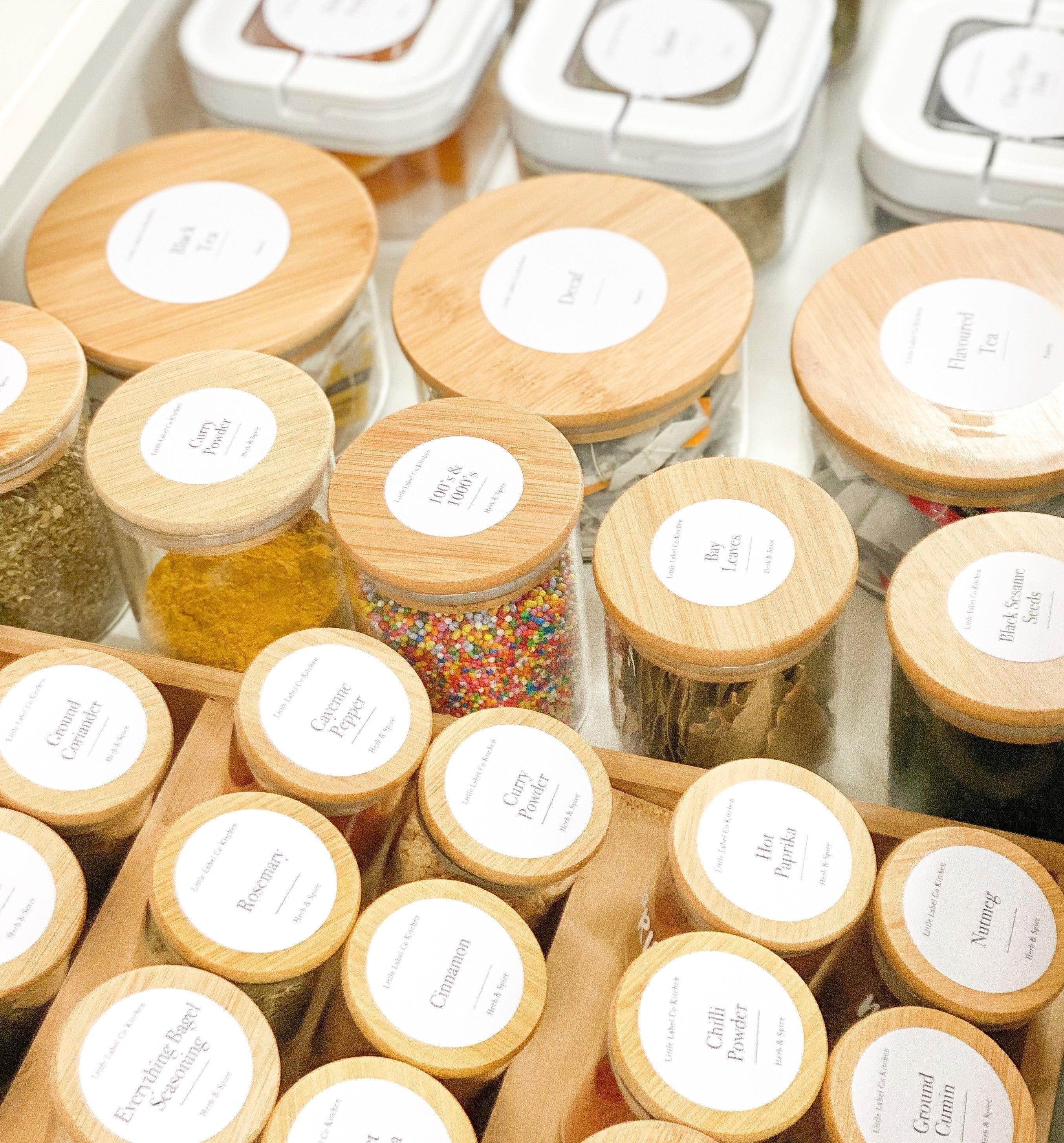84-Pack Round Herb & Spice Labels - Waterproof & Durable Stickers for Kitchen Jars, Spice Racks & Pantry Organization - Perfect for Home Canning, DIY Gifts & Cooking Essentials