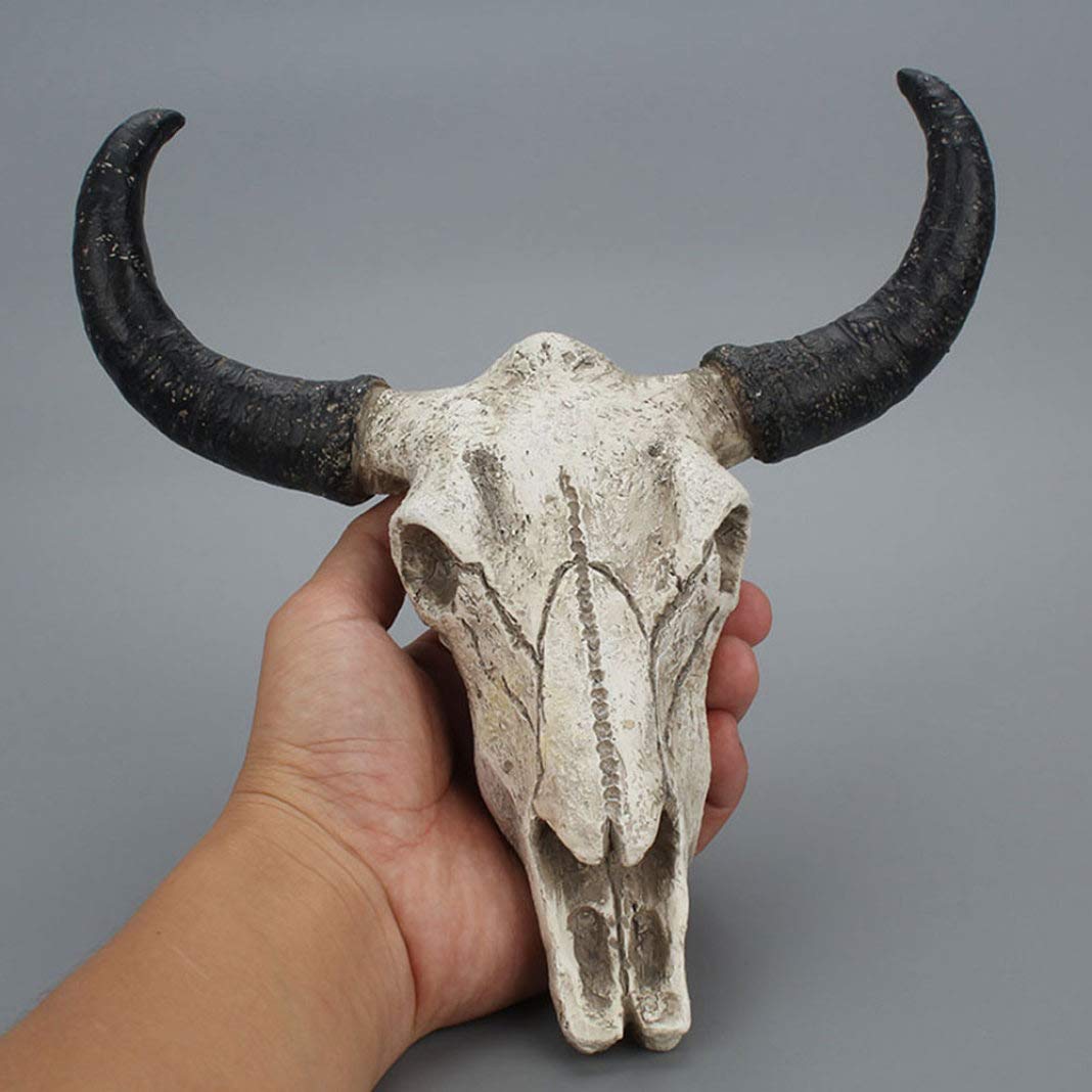 Resin Longhorn Cow Skull Wall Decor - 3D Animal Sculpture for Western Home, Ranch, or Bar | Wildlife Figurine for Cabin, Man Cave & Southwestern Interior Design