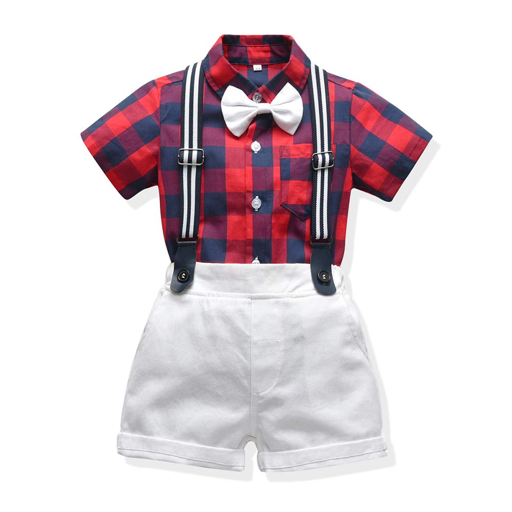 Gentleman Outfits for Toddler Boys - 2Pcs Cotton Striped Shirt with Bow Tie & Shorts Suit | Summer Casual Wear for Weddings, Parties & Family Photos
