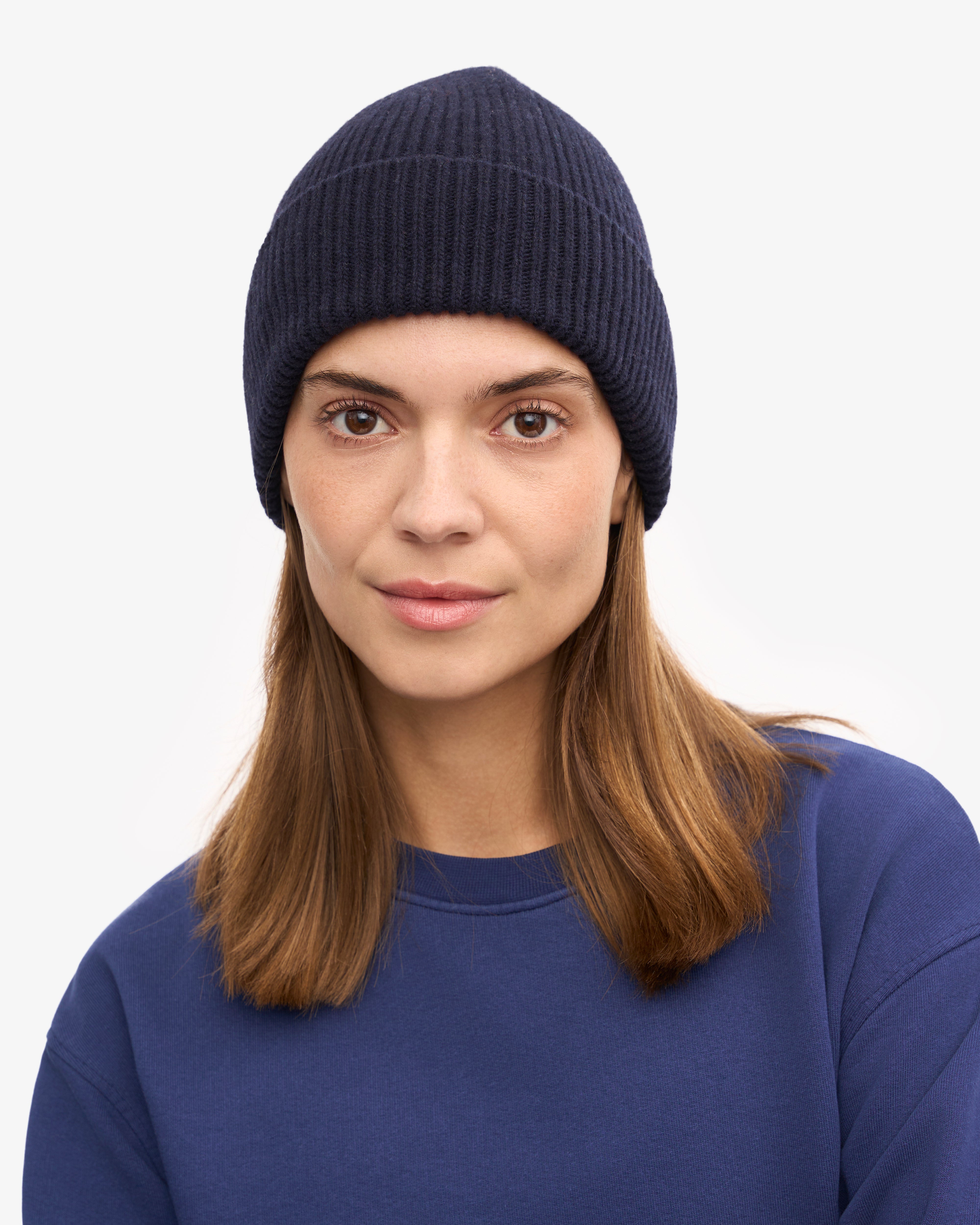 Premium Merino Wool Beanie for Men & Women - Soft Warm Winter Hat in Navy Blue - Perfect for Skiing, Hiking & Outdoor Activities