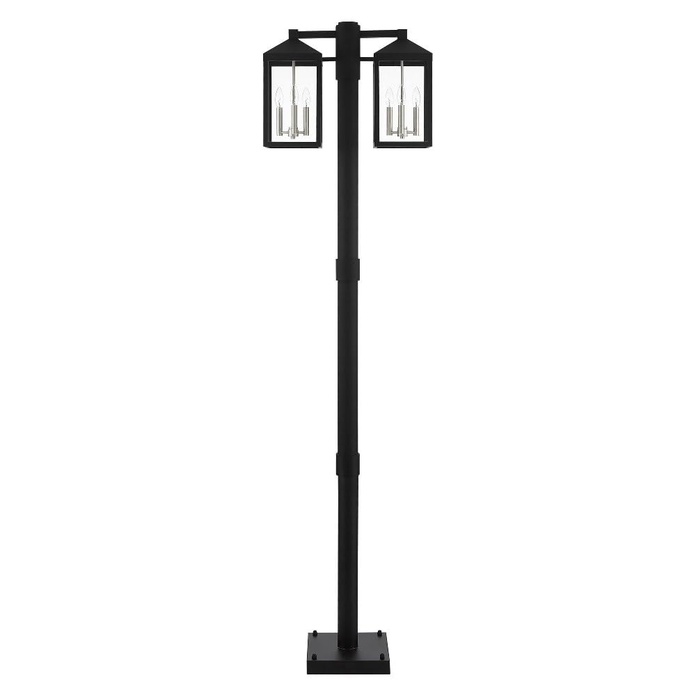 Livex Lighting 6-Light Black Outdoor Post Light - Durable Weatherproof Exterior Lighting for Patio, Garden, Pathway, and Porch