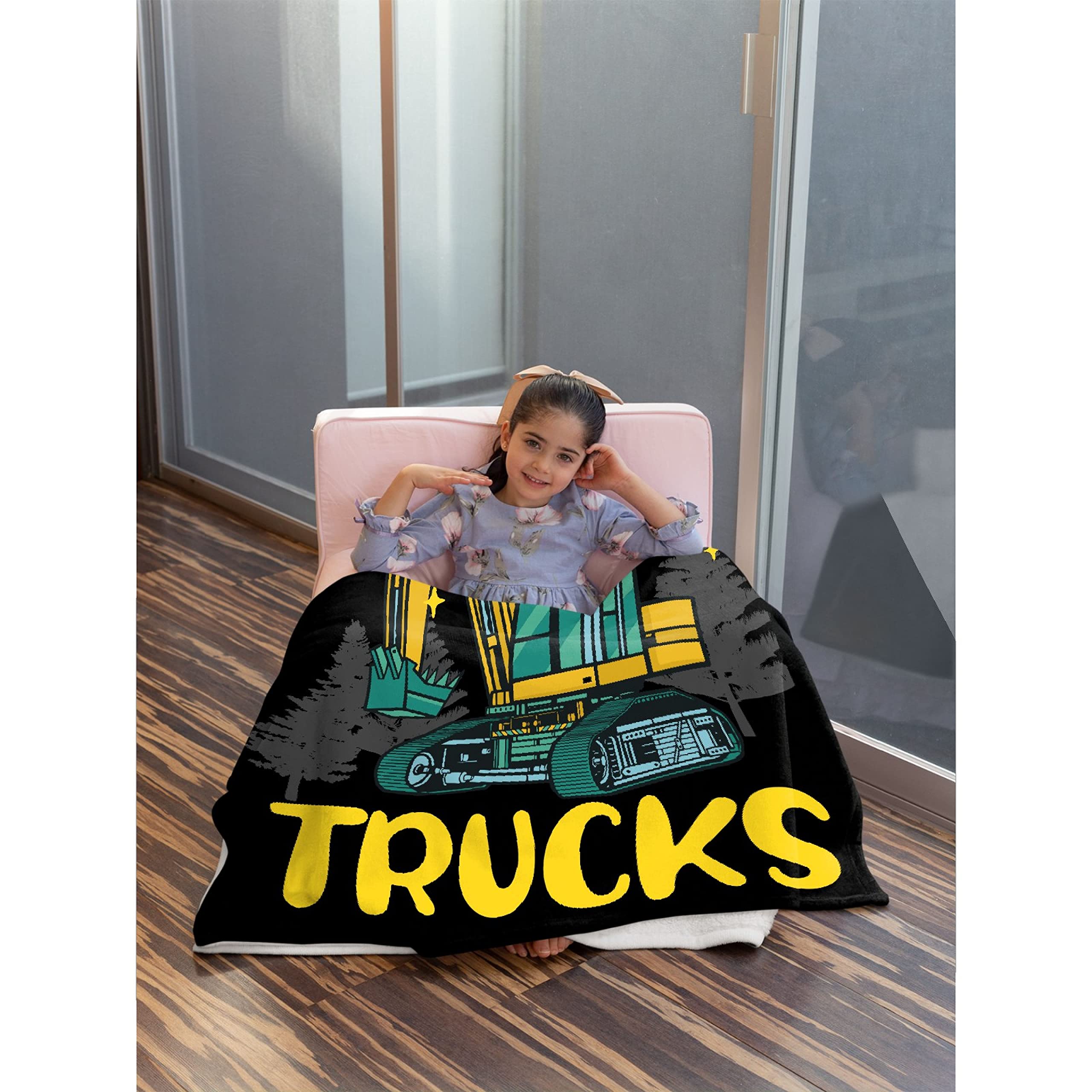 Ultra Soft Warm Lightweight Flannel Truck Blanket for Boys - 120