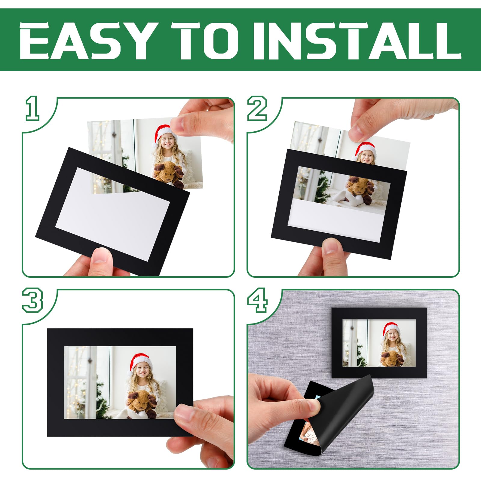 Soaoo 60 Pcs Magnetic Photo Frames - 2.5 x 3.5 Inches Reusable Wallet Size Picture Holders for Refrigerator, Cabinet, Office & Classroom - Black Magnetic Photo Sleeves for Displaying Family Photos, Artwork and Memorable Moments