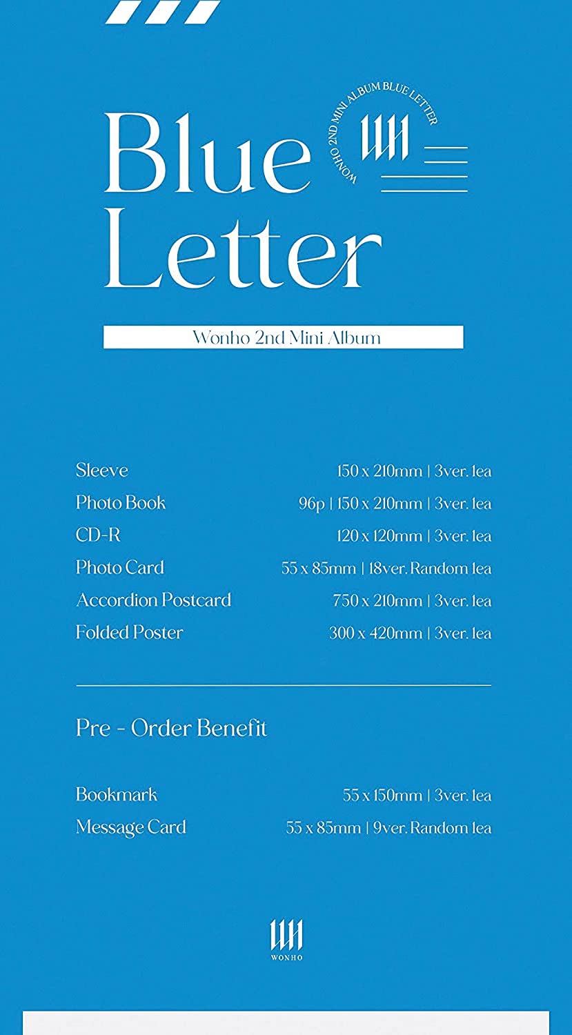 Kakao WONHO Blue Letter Mini Album + Stickers & Photocards - Kpop Gift for Fans
