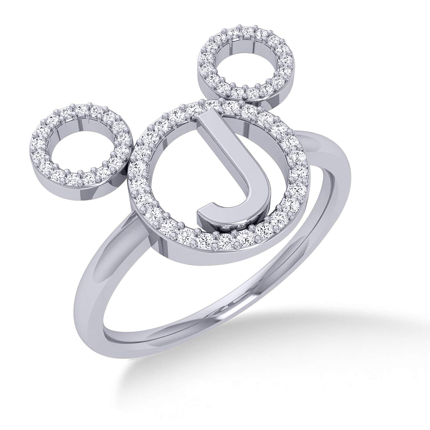 Disney Mickey Mouse 925 Sterling Silver Engagement Ring for Women - Initial Letter A to Z - Perfect for Birthday, Christmas & Anniversary Gifts - Elegant Jewelry for Couples & Disney Fans