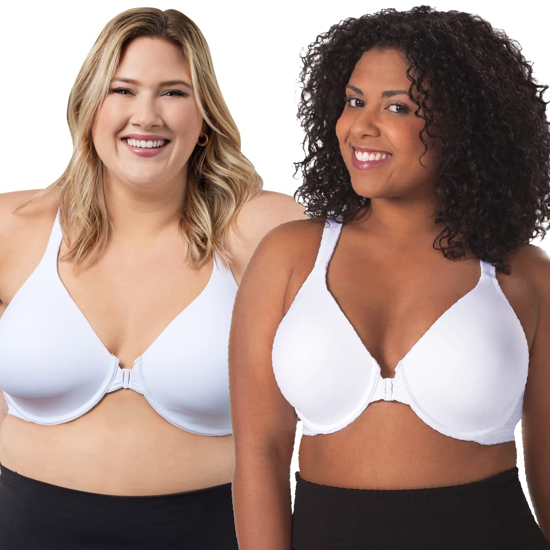 LEADING LADY Brigitte Racerback Front-Closure Bra - Molded, Padded, Seamless T-Shirt Bra for Women | Plus Size Bras | Comfortable Everyday Wear for Workouts, Yoga & Daily Activities