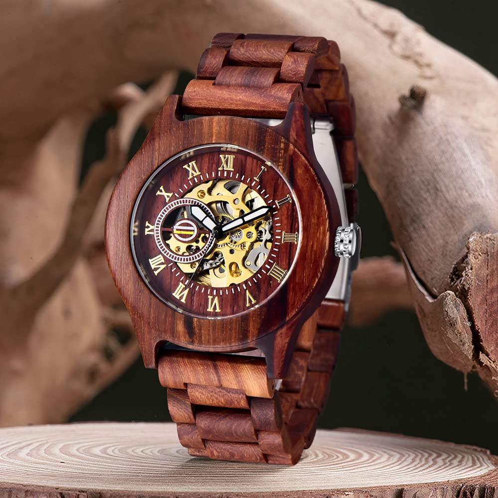 Wooden Watch for Men - Mechanical Movement & Wooden Strap | Gift for Father's Day & Birthday