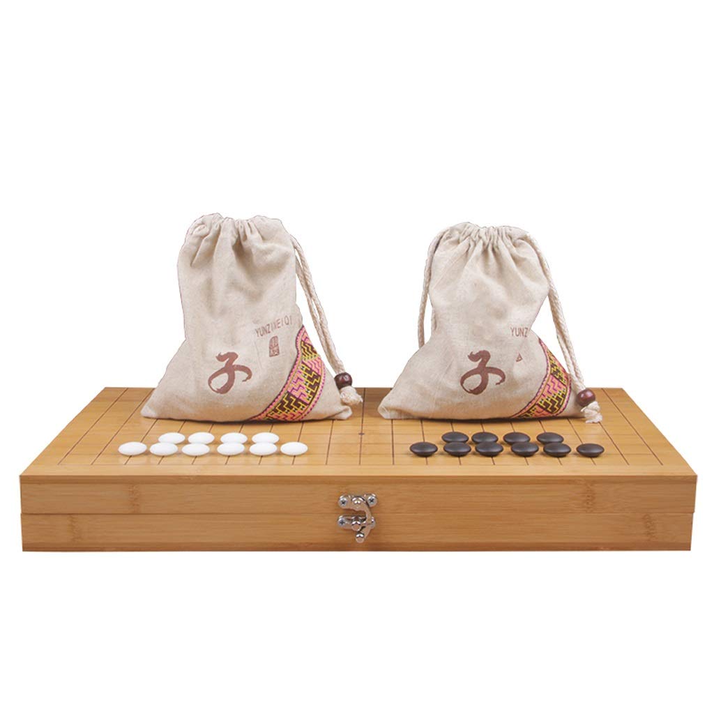 Portable Go Game Set with Bamboo Board & Double-Sided Stones - Perfect for Kids & Family Game Night