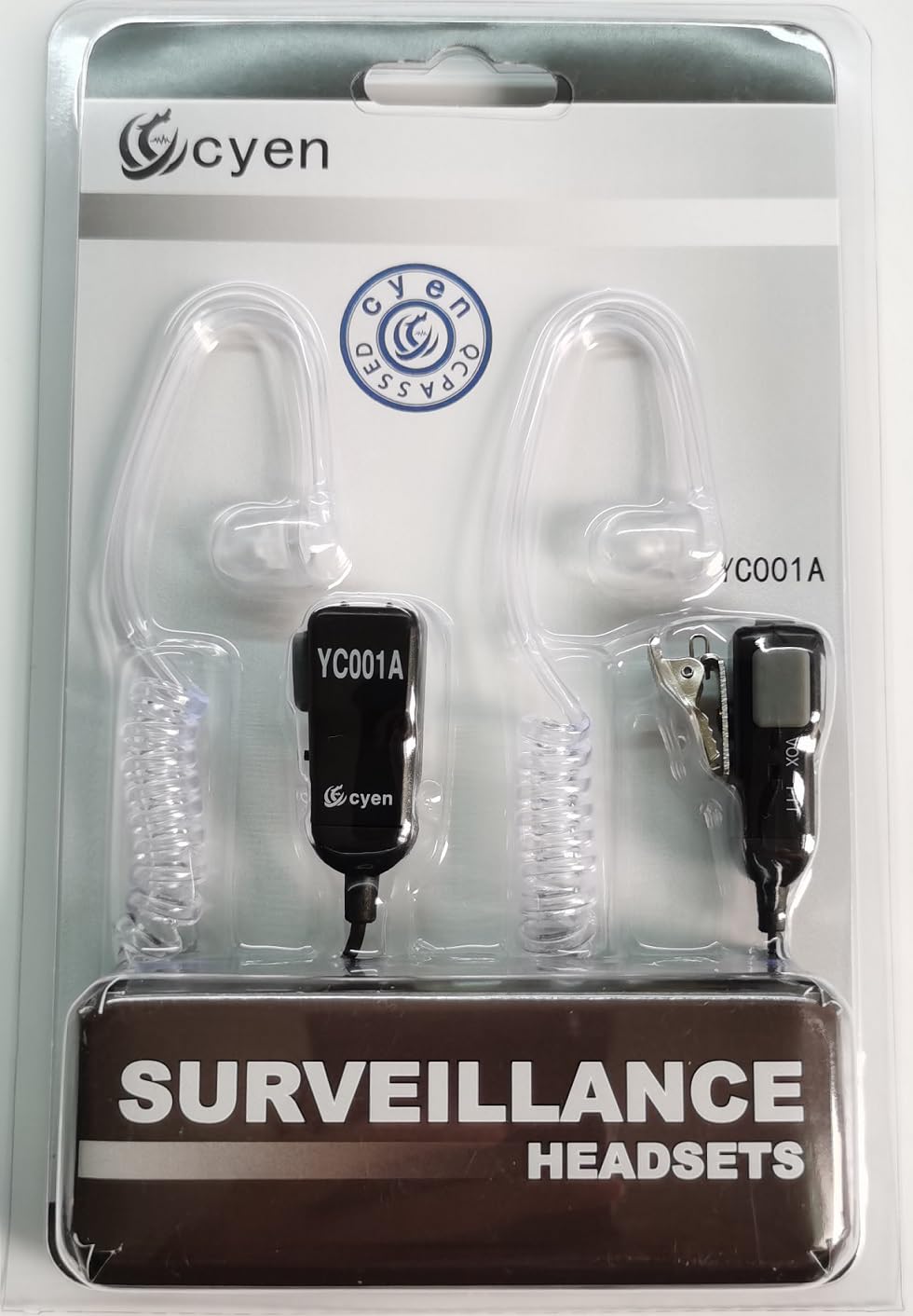 Cyen Two-Way Radio Headset with Noise Canceling & Transparent Security - Compatible with Midland Walkie Talkie GMRS/FRS Radios (PTT/VOX) - Perfect for Security, Construction & Outdoor Activities - Pair