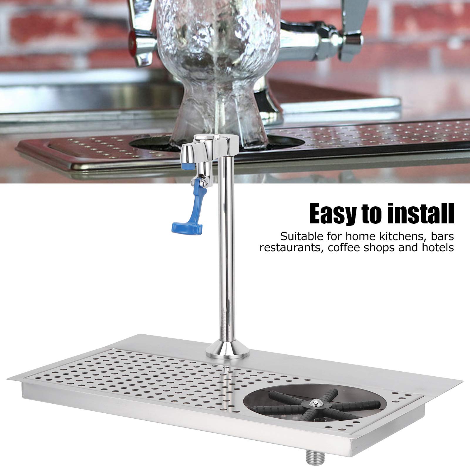 Commercial Stainless Steel Glass Rinser with Multi-Angle Water Outlet - Bar Cup Washer with Faucet & Plum Blossom Hex Cup Holder for Hotel, Cafe, Restaurant | Perfect for Cleaning Wine Glasses, Beer Mugs & Barware in Hospitality Settings