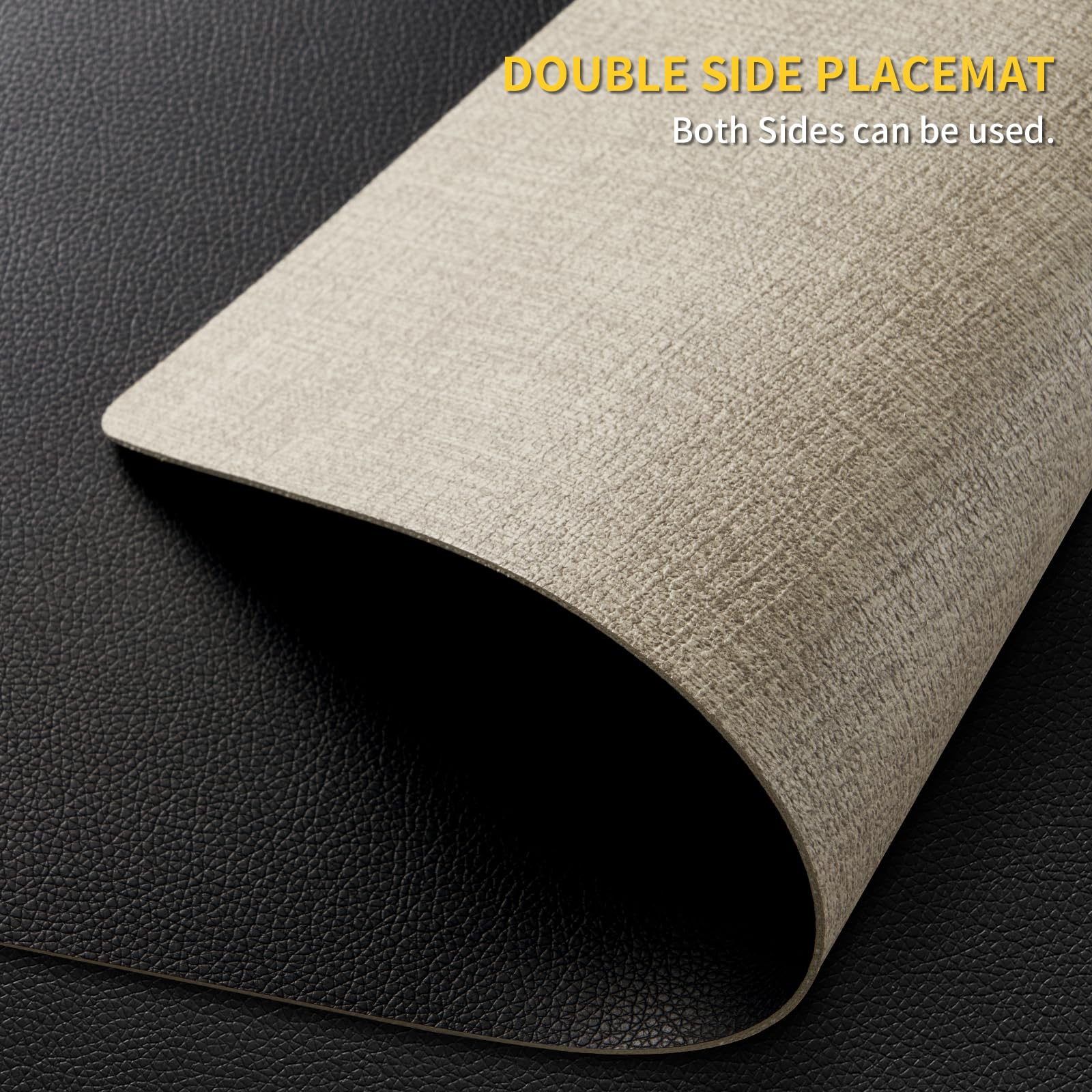 2-Pack Heat & Stain Resistant Placemats Set with Coasters - Dual Sided Faux Leather Table Mats, Non-Slip Waterproof Oil-Proof, Washable & Wipeable for Dining Room, Kitchen, Patio, and Outdoor Tables